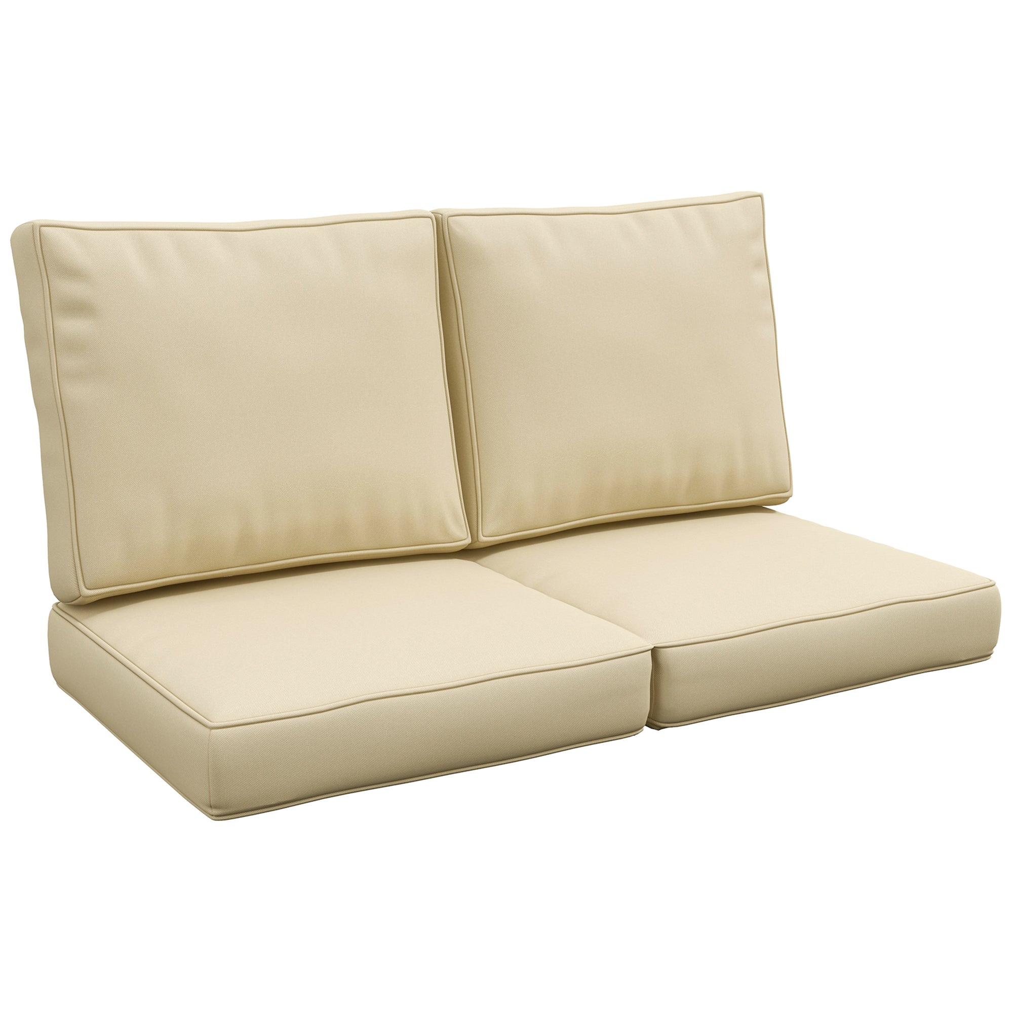 Outsunny 2 Seater Back and Seat Cushion Pillows Replacement, Patio Chair Cushions Set for Indoor Outdoor, Beige - North Peak Garden Furniture
