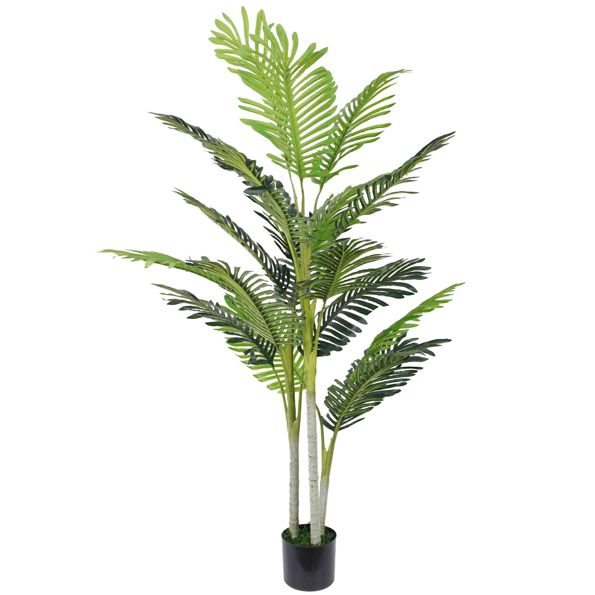 Outsunny Artificial Tree, 150cm Tropical Palm Tree, Fake Plants in Pots, Faux Green Plant for Indoor Outdoor Home Office Living Room Decoration