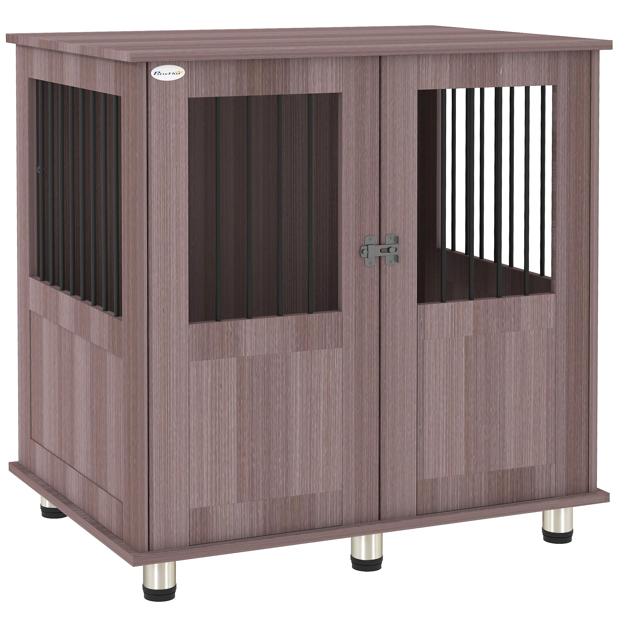 PawHut Dog Crate Table for Medium and Large Dogs with Magnetic Door for Indoor Use, 85 x 55 x 75 cm, Purple - North Peak Garden Furniture