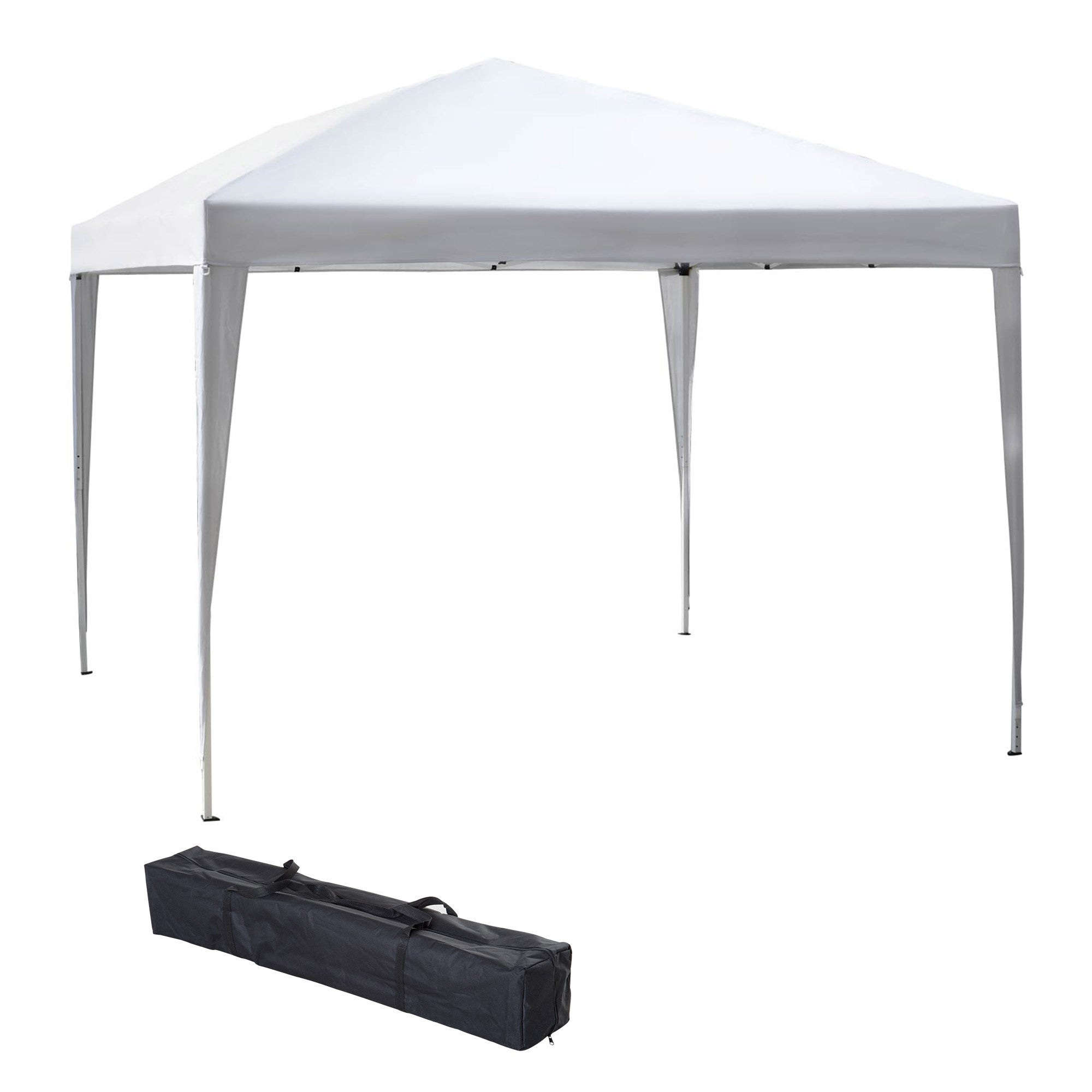 Outsunny 3 x 3M Garden Pop Up Gazebo Height Adjustable Marquee Party Tent Wedding Canopy with Carrying Bag, White - North Peak Garden Furniture