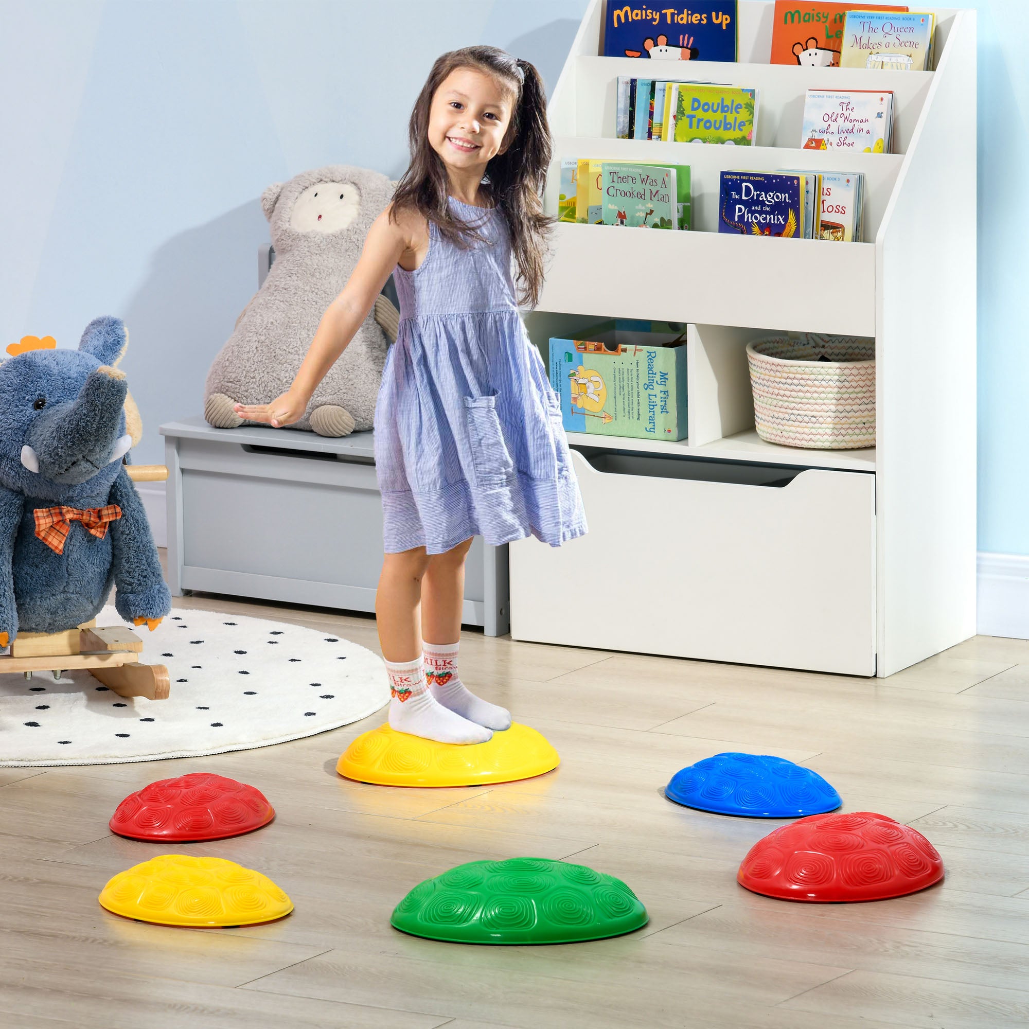 ZONEKIZ Six-Piece Kids Stepping Stones, with Non-Slip Mats, Balance River Stones - North Peak Garden Furniture