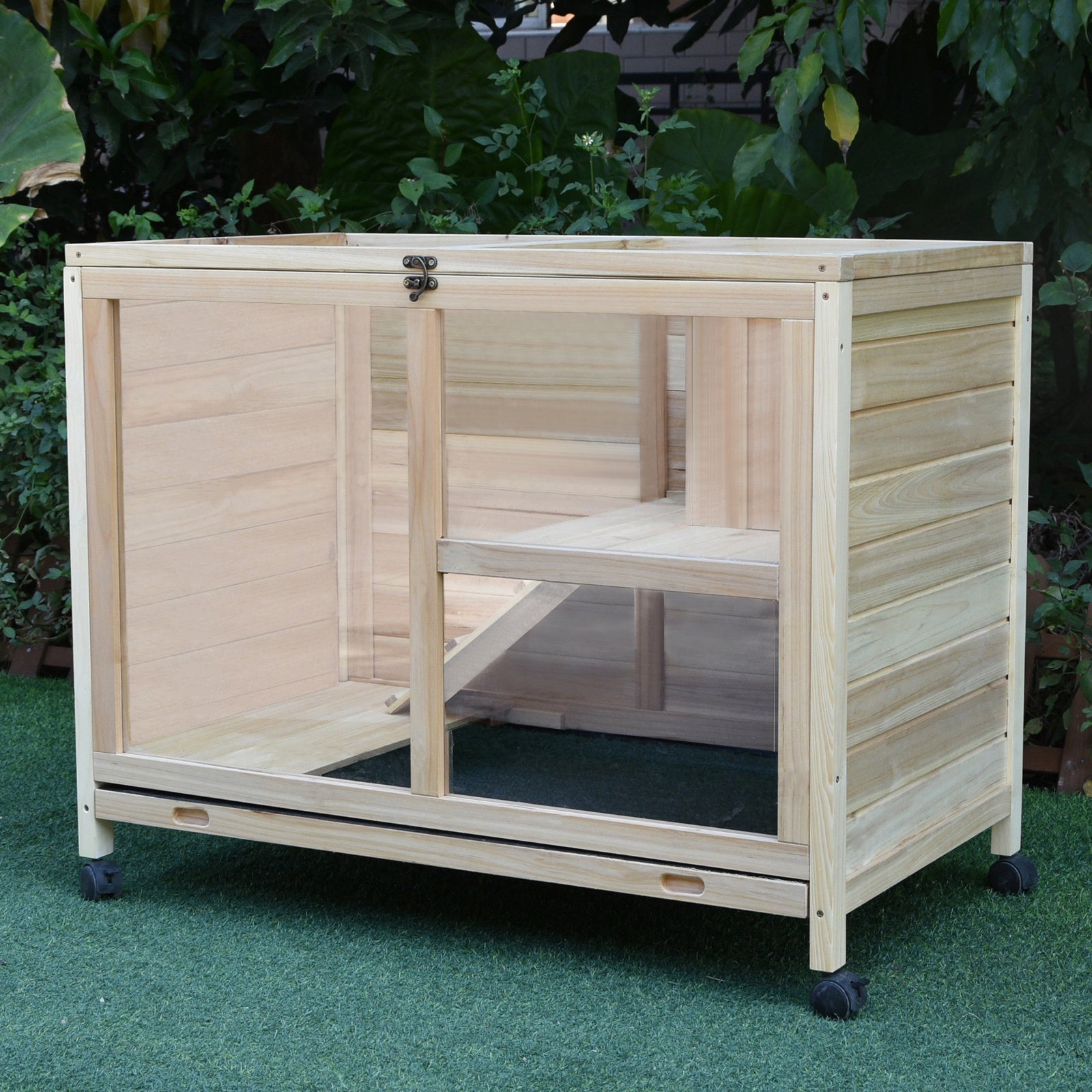 PawHut Small Animals Guinea Pigs Hutches Fir Wood Indoor Hutch - North Peak Garden Furniture