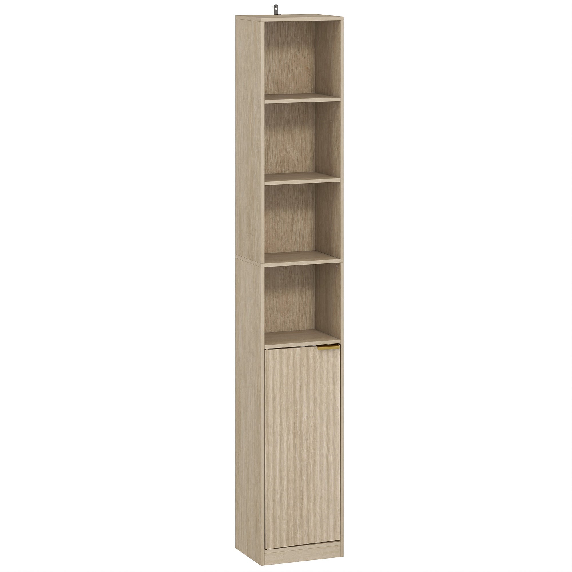 HOMCOM Bookcase Adjustable Shelf Bookshelf Anti-Tip Hardware 6-Tier Storage Cabinet Oak Wood Effect