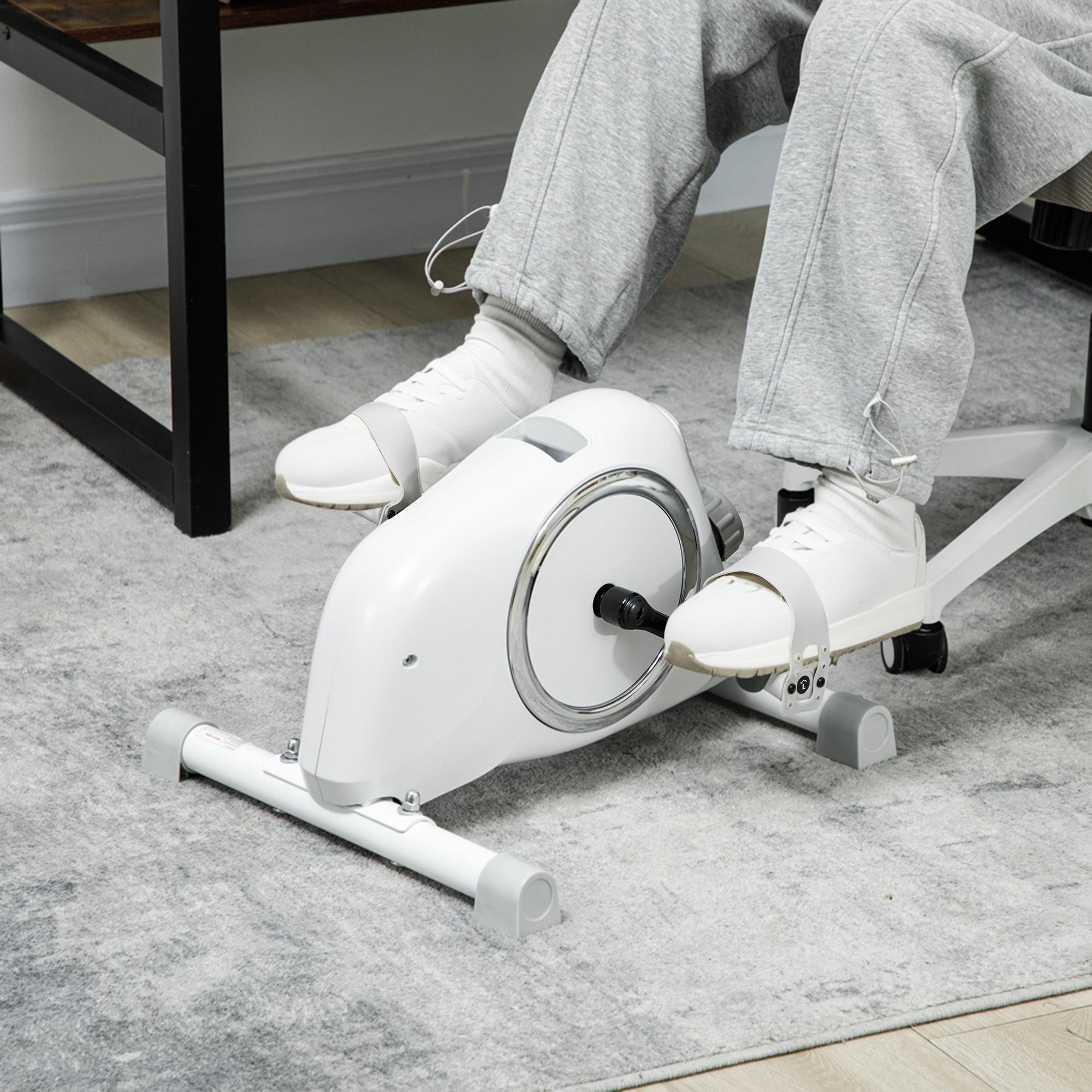 SPORTNOW Mini Exercise Bike, Sit Down Pedal Exerciser with 8-Level Quiet Magnetic Resistance and LCD Display, Portable Under Desk Bike for Arm and Leg Home Gym Office Workout, White - North Peak Garden Furniture