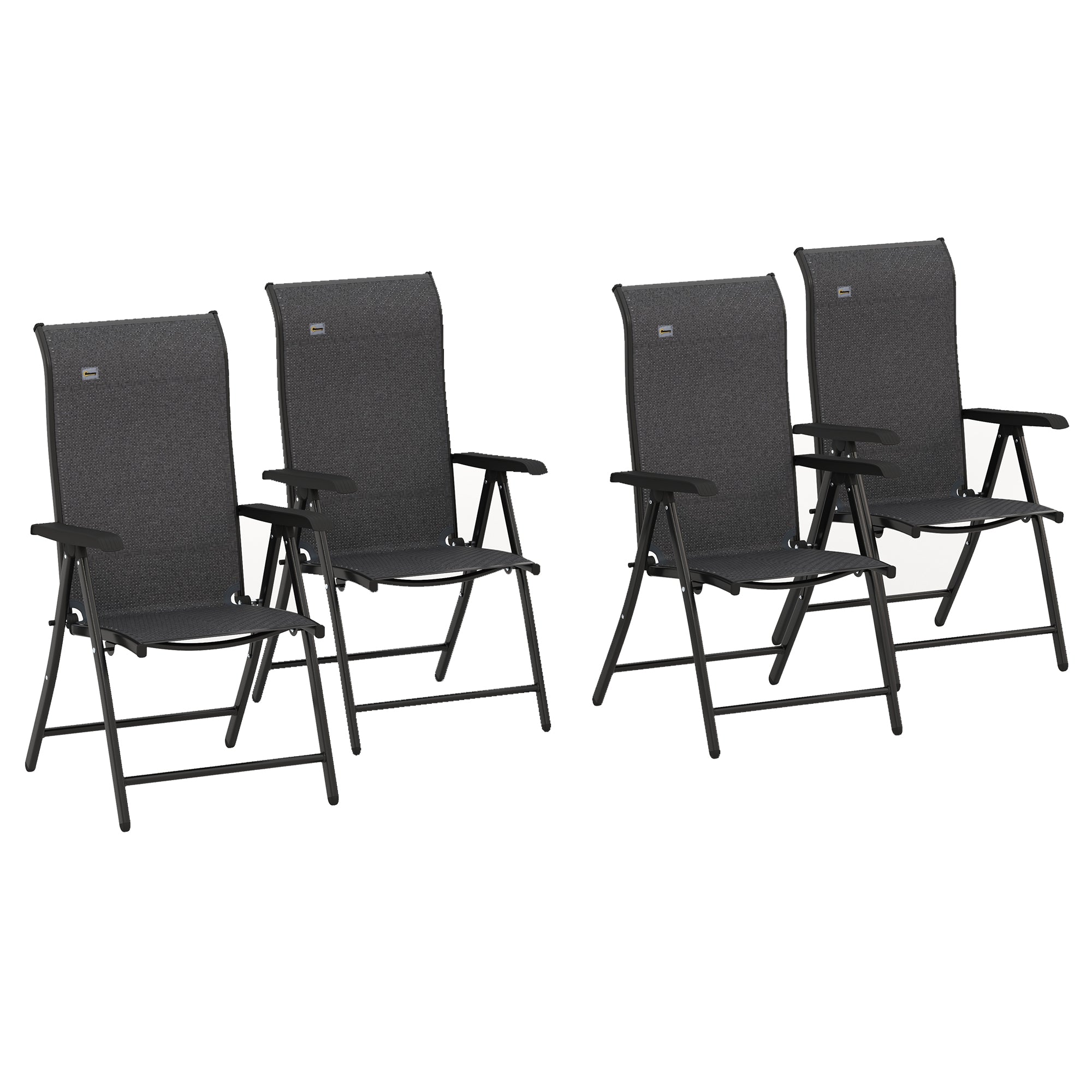 Outsunny Set of Four Folding Garden Chairs, with Seven-Position Adjustable Backs - North Peak Garden Furniture