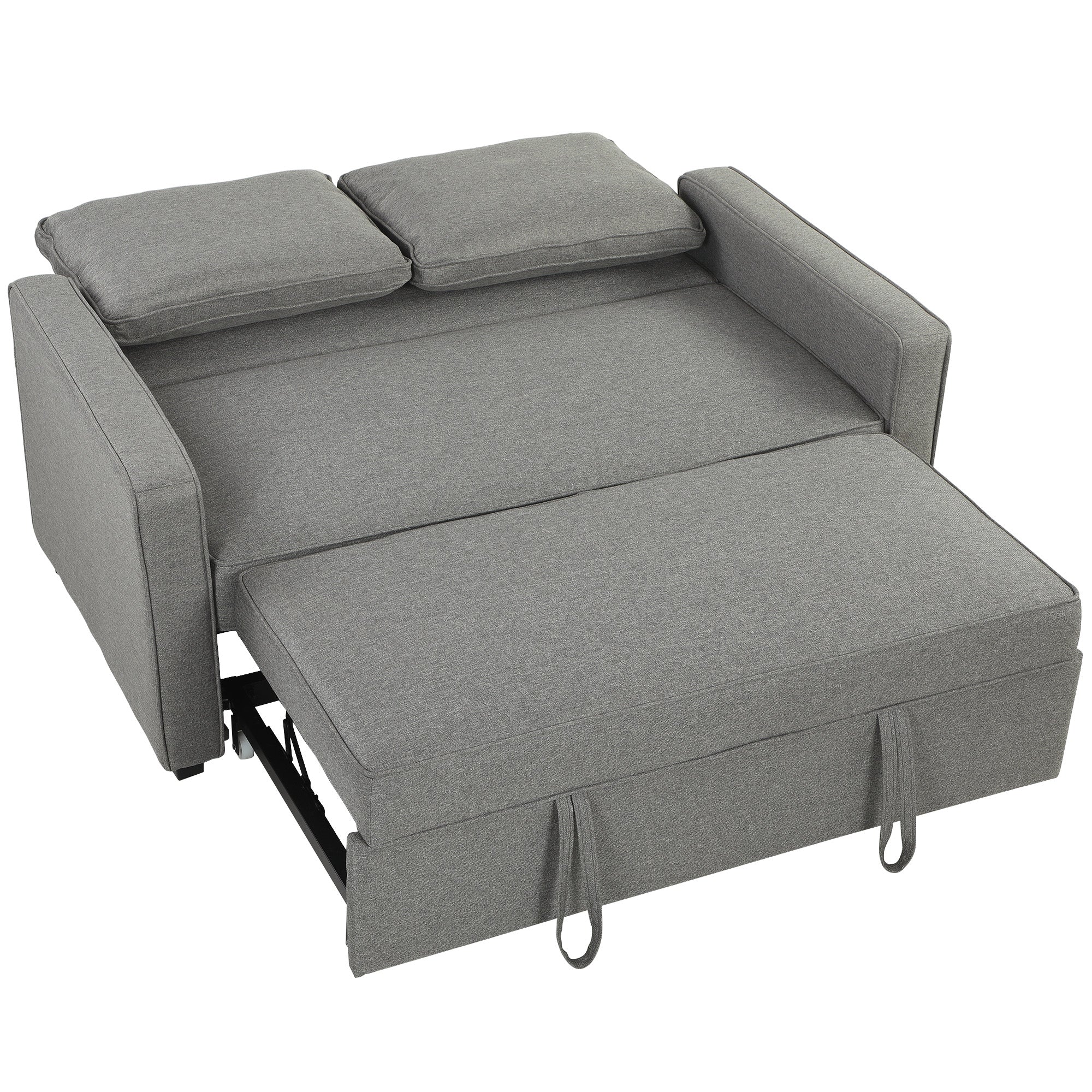 HOMCOM Double Sofa Bed Click Clack Sofa Bed Pull Out Bed with Adjustable Backrest for Living Room and Bedroom Grey
