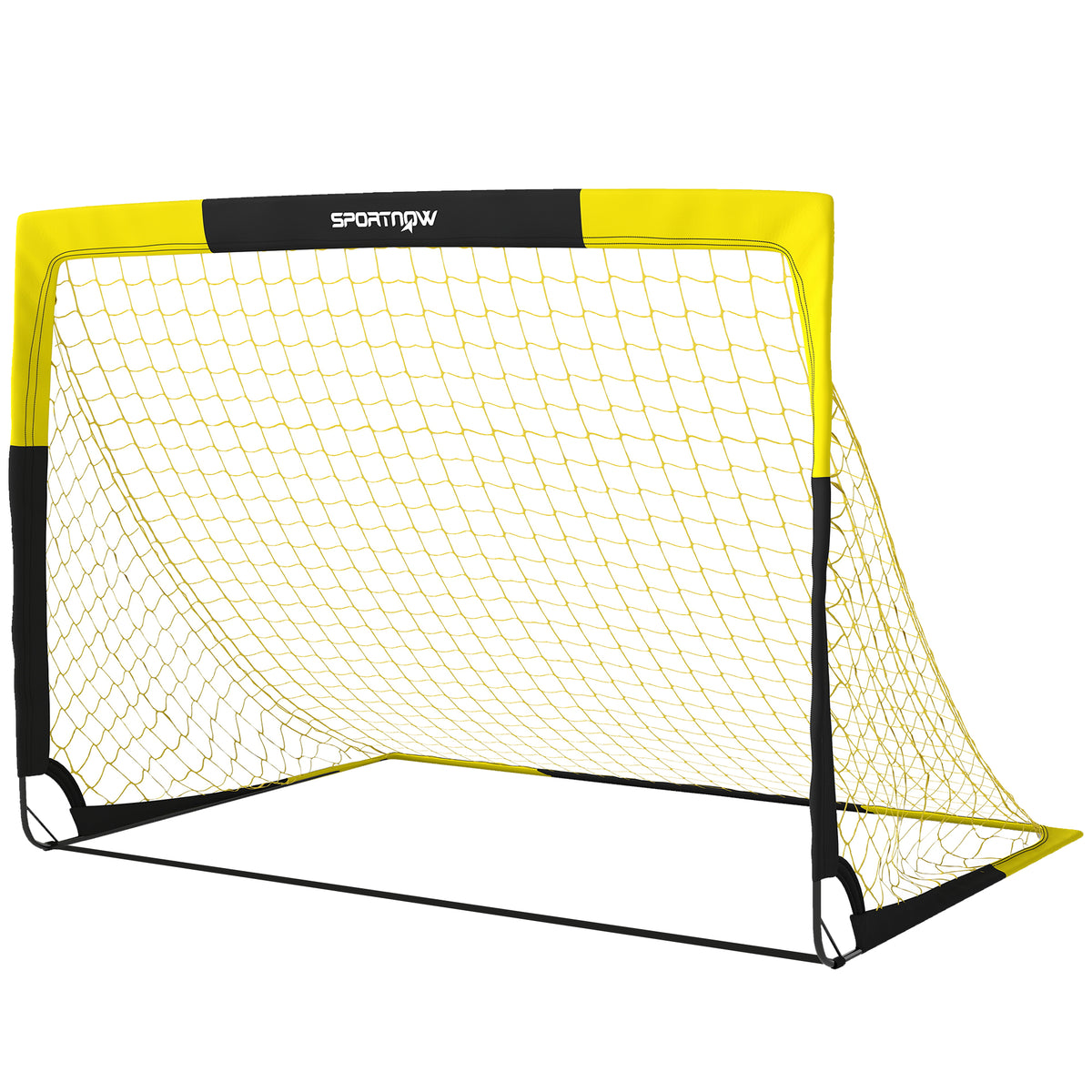 SPORTNOW Pop Up Football Goal, Portable Folding Football Net with Carry Bag, 4 U-Shaped Ground Stakes, Fibreglass Pole