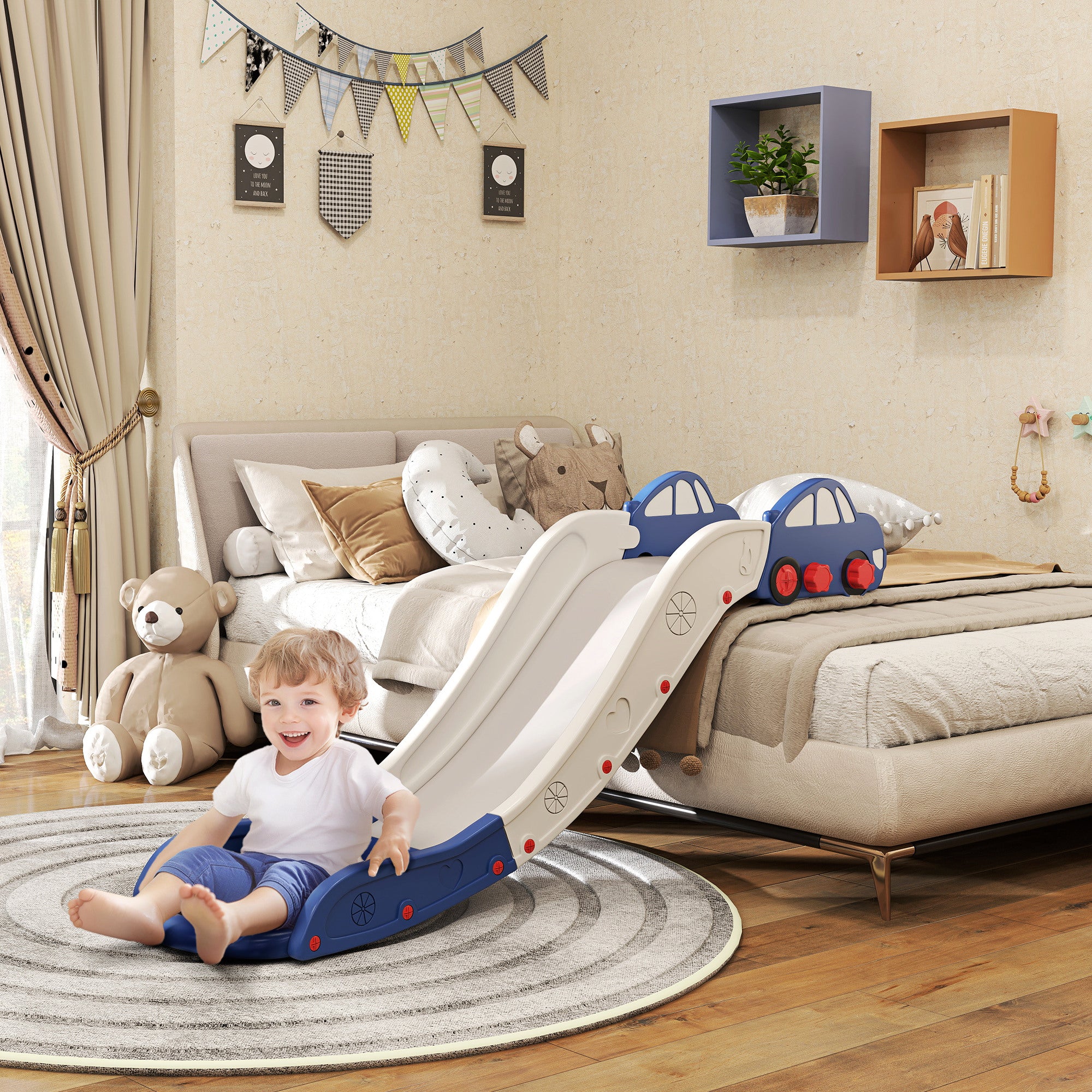 AIYAPLAY Kids Slide for Couch, Bed, Sofa, Easy to Assemble, Blue - North Peak Garden Furniture