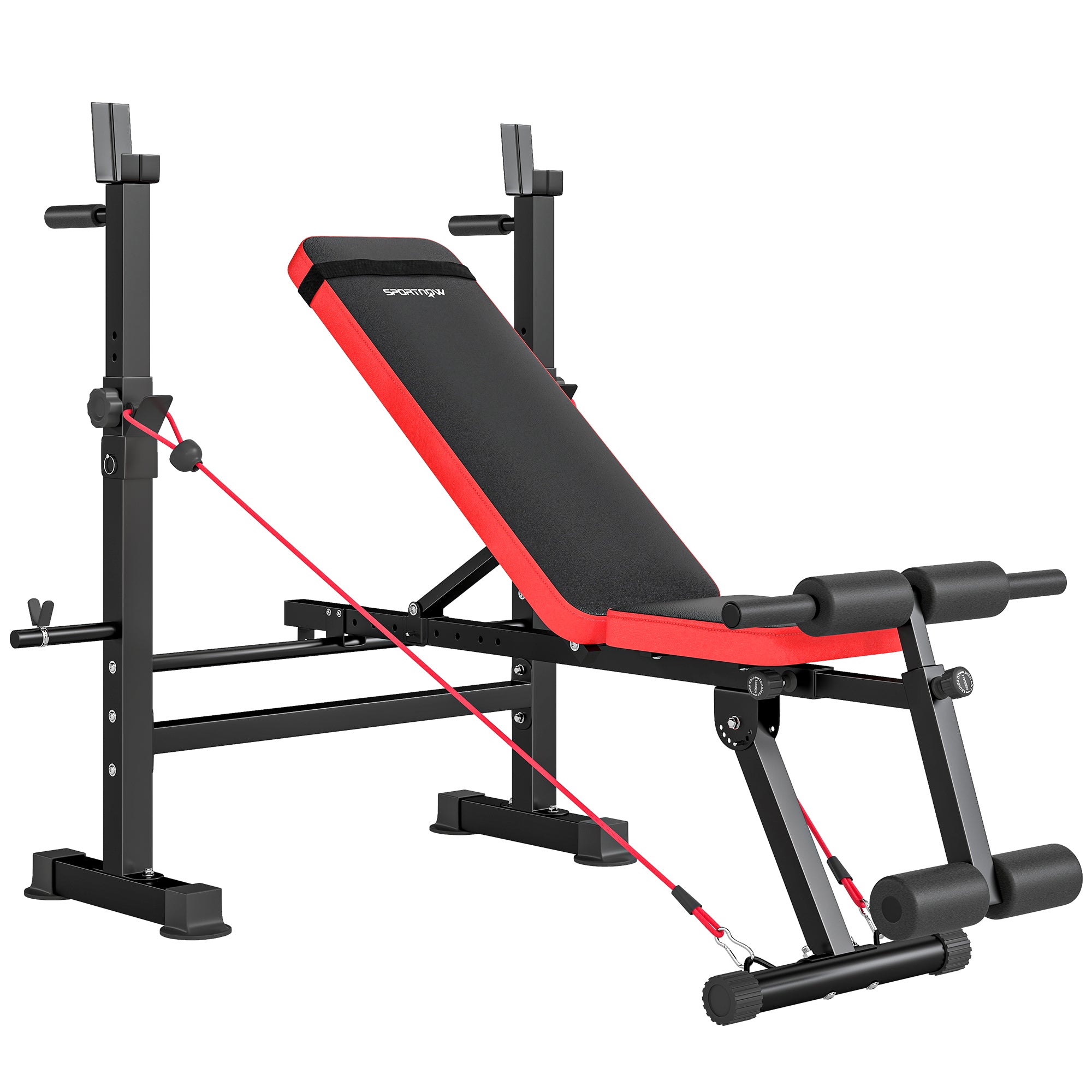 SPORTNOW Adjustable Weight Bench with Squat Rack and Dip Stand