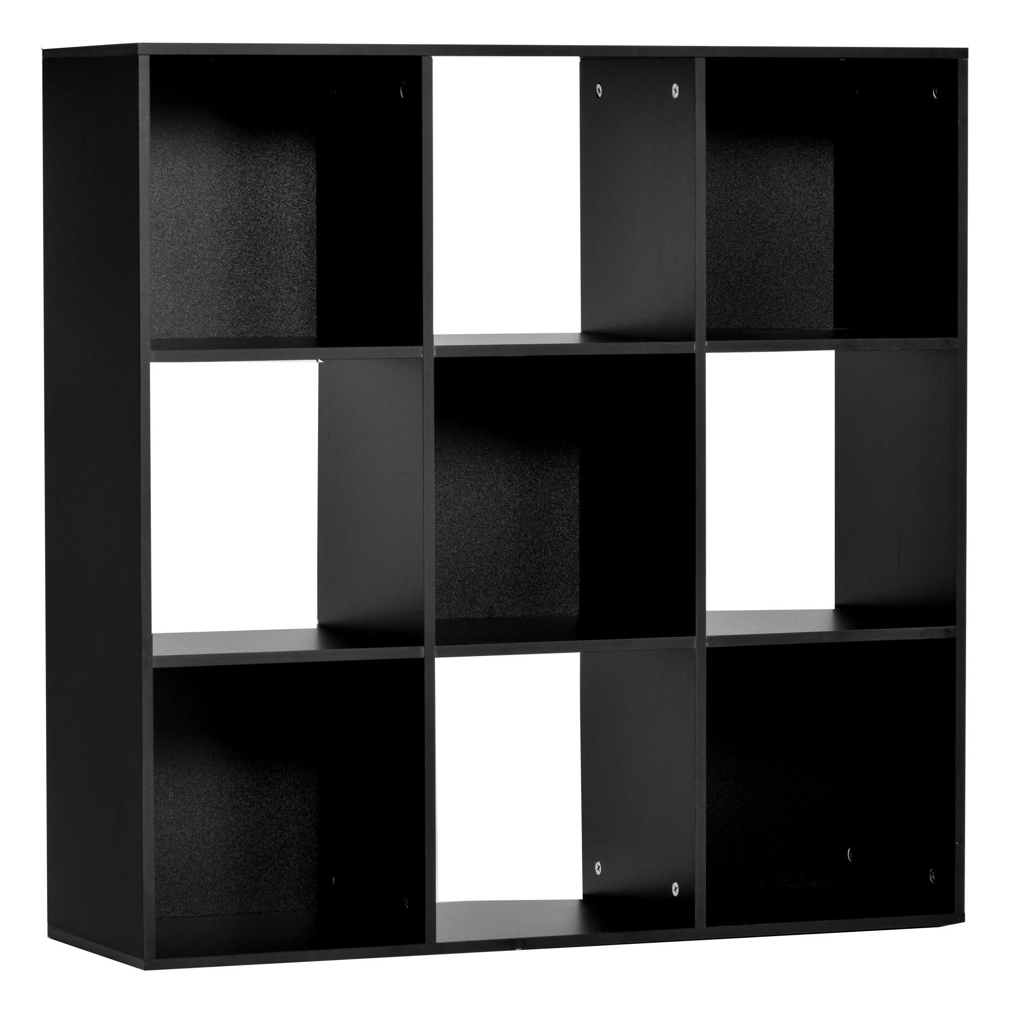 HOMCOM 3-tier 9 Cubes Storage Unit Particle Board Cabinet Bookcase Organiser Home Office Shelves Black - North Peak Garden Furniture