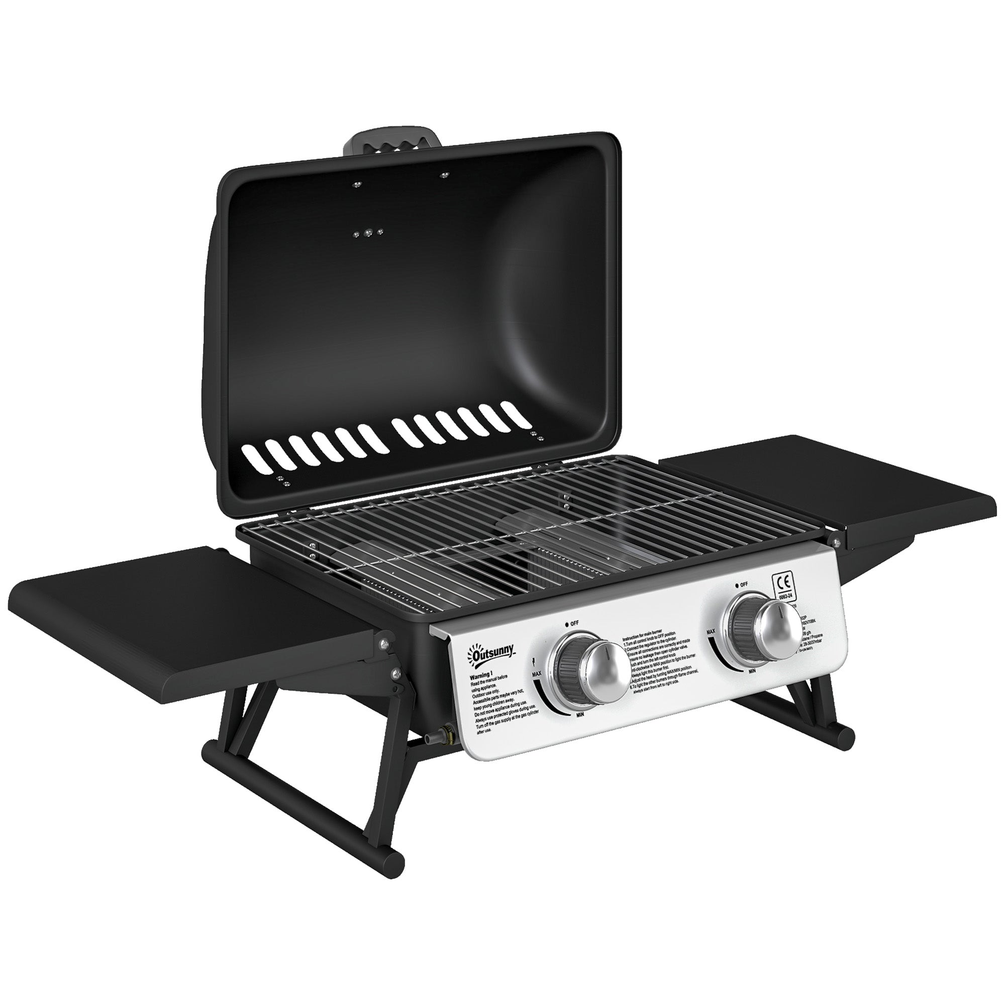 Outsunny Two-Burner Compact Gas Grill - Black