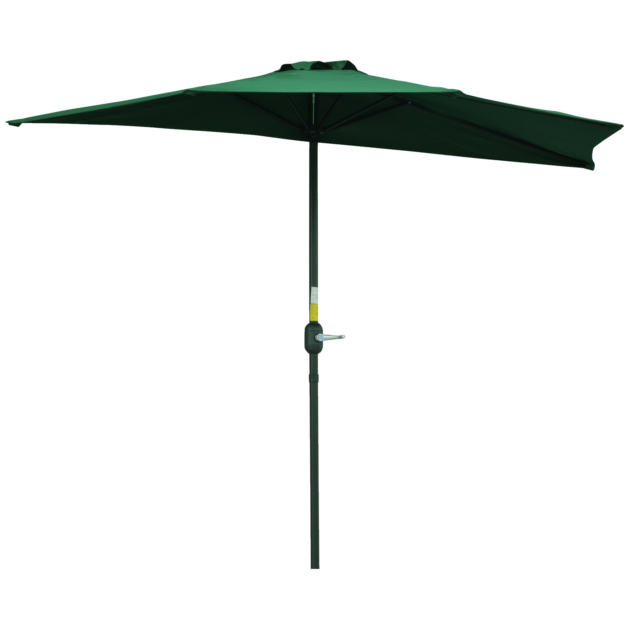 Outsunny 3(m) Half Parasol Semi Round Umbrella Patio Metal Frame Crank Handle for Balcony-- NO BASE INCLUDED, Green - North Peak Garden Furniture