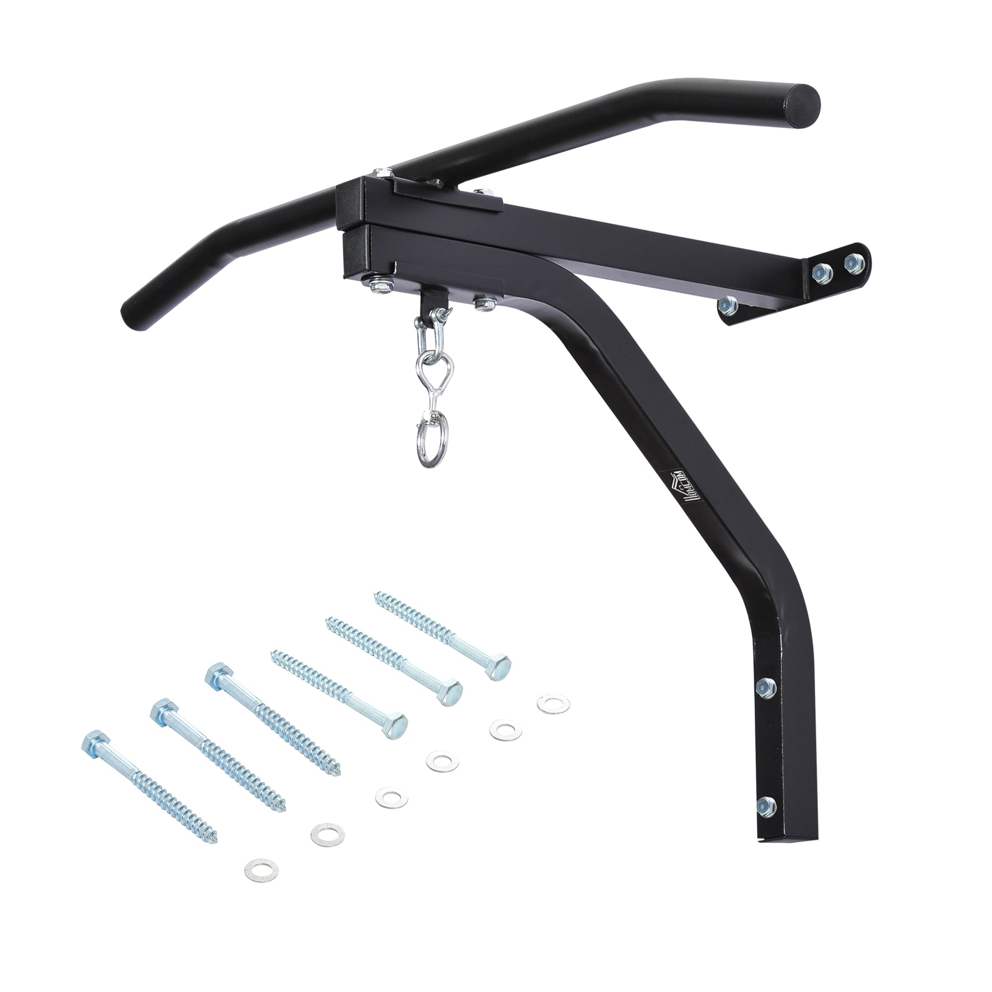 HOMCOM Punching Bag Hanger Wall Mount Bracket Kick Boxing MMA Training Frame Home Fitness Workout Pull Up Bar, Black - North Peak Garden Furniture