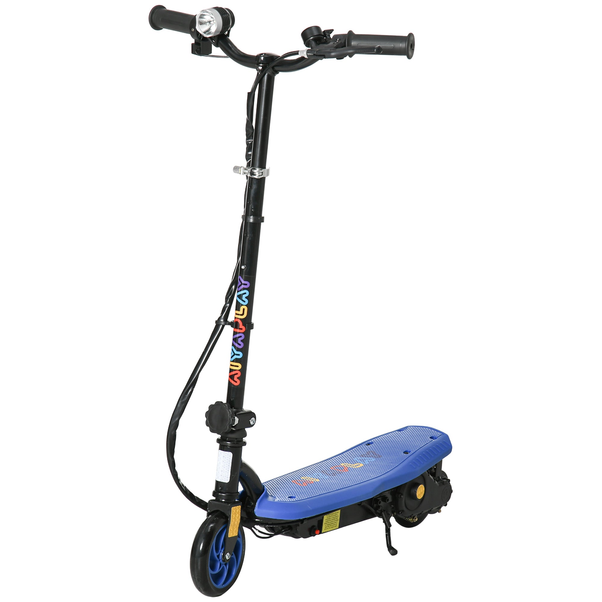 HOMCOM Foldable Electric Scooter, with LED Headlight, for Ages 7-14 Years - Blue - North Peak Garden Furniture