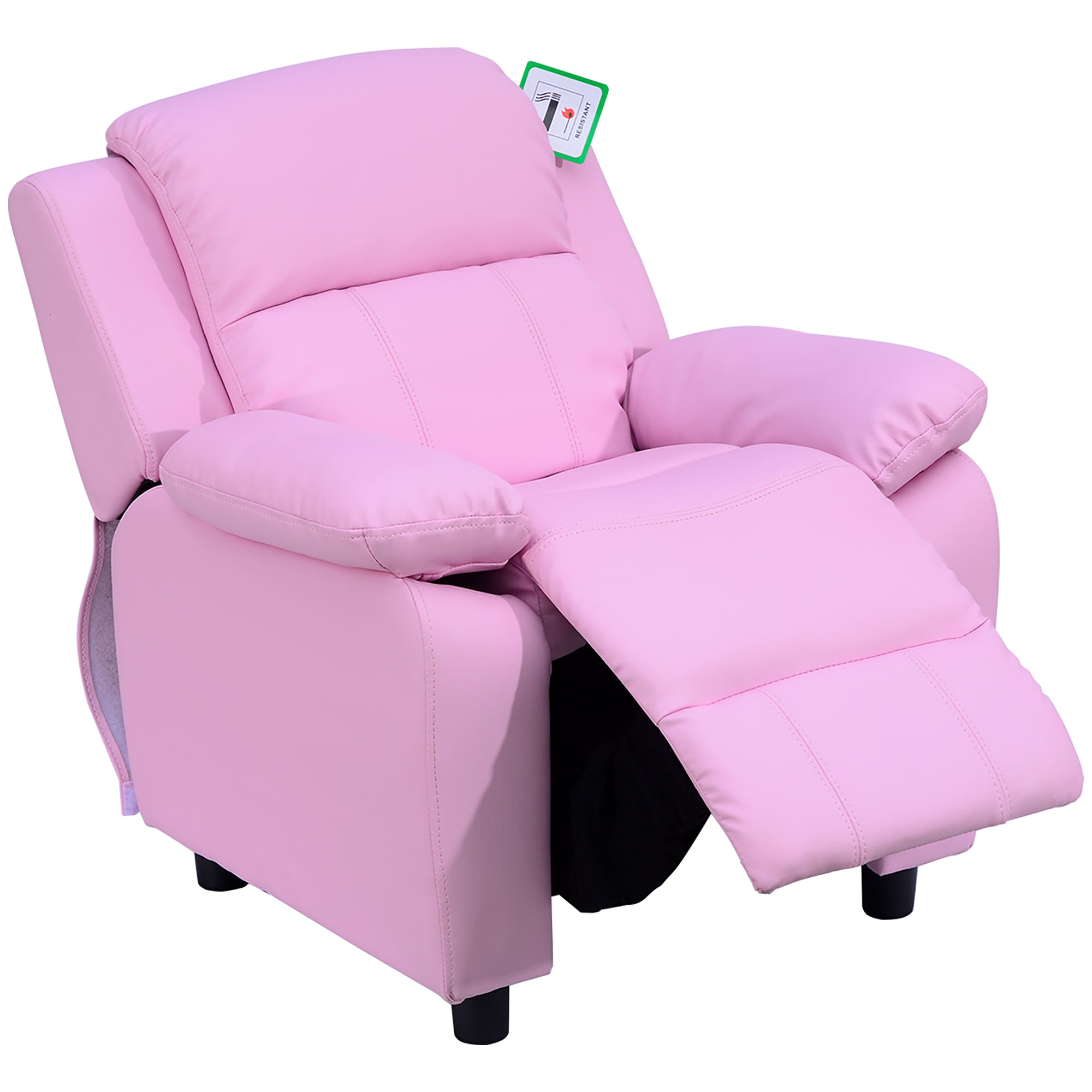 HOMCOM Kids Sofa Armchair Toddler Recliner Children's Chair Lounger Games Chair PU Leather w/ Storage (Pink) - North Peak Garden Furniture