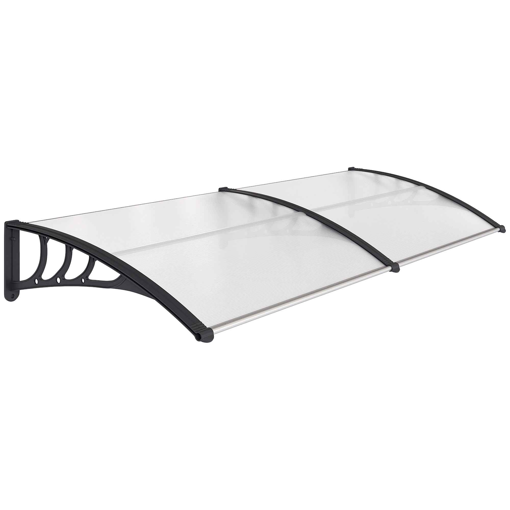 Outsunny 75 x 195 cm Curved Door Window Awning Canopy, Polycarbonate Cover Front Door Outdoor Patio, UV Rain Snow Protection Shelter, Clear