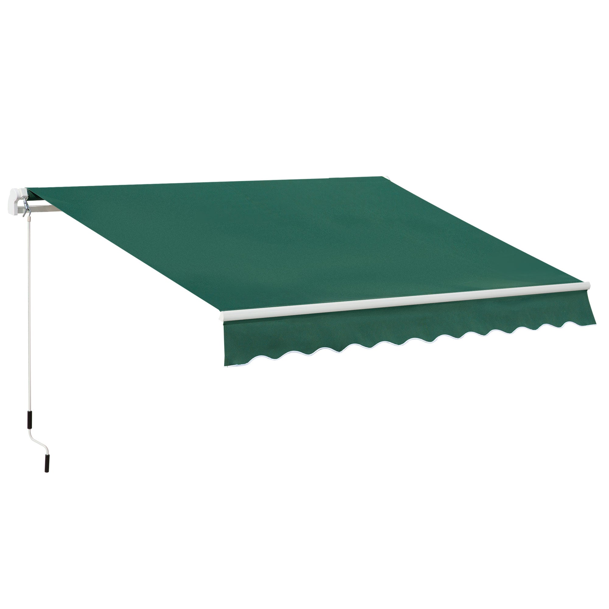 Outsunny Awning Canopy Manual Retractable Porch Sun Shade Shelter 3 x 2m Green - North Peak Garden Furniture