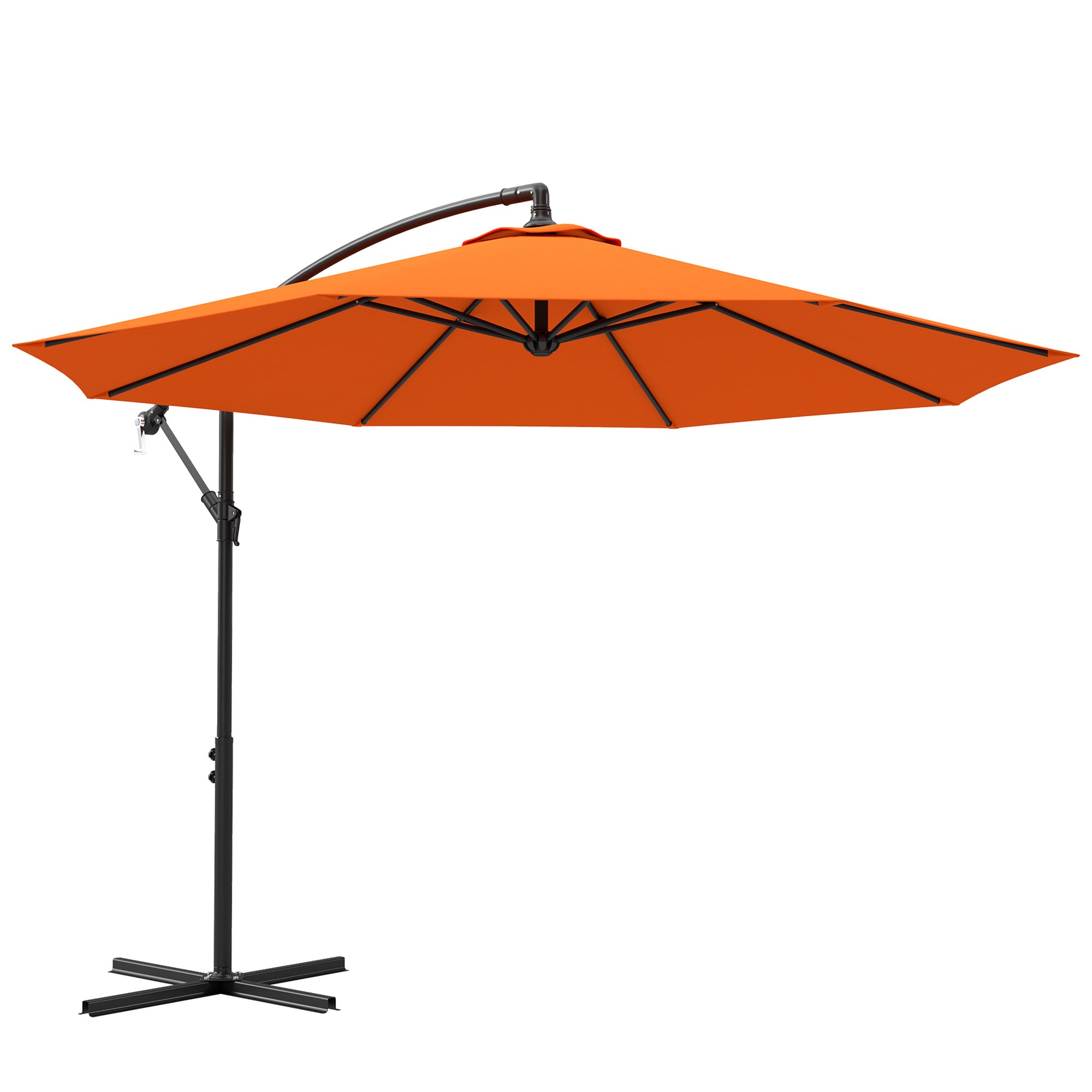 Outsunny 3(m) Overhanging Parasol, with Base - Orange - North Peak Garden Furniture