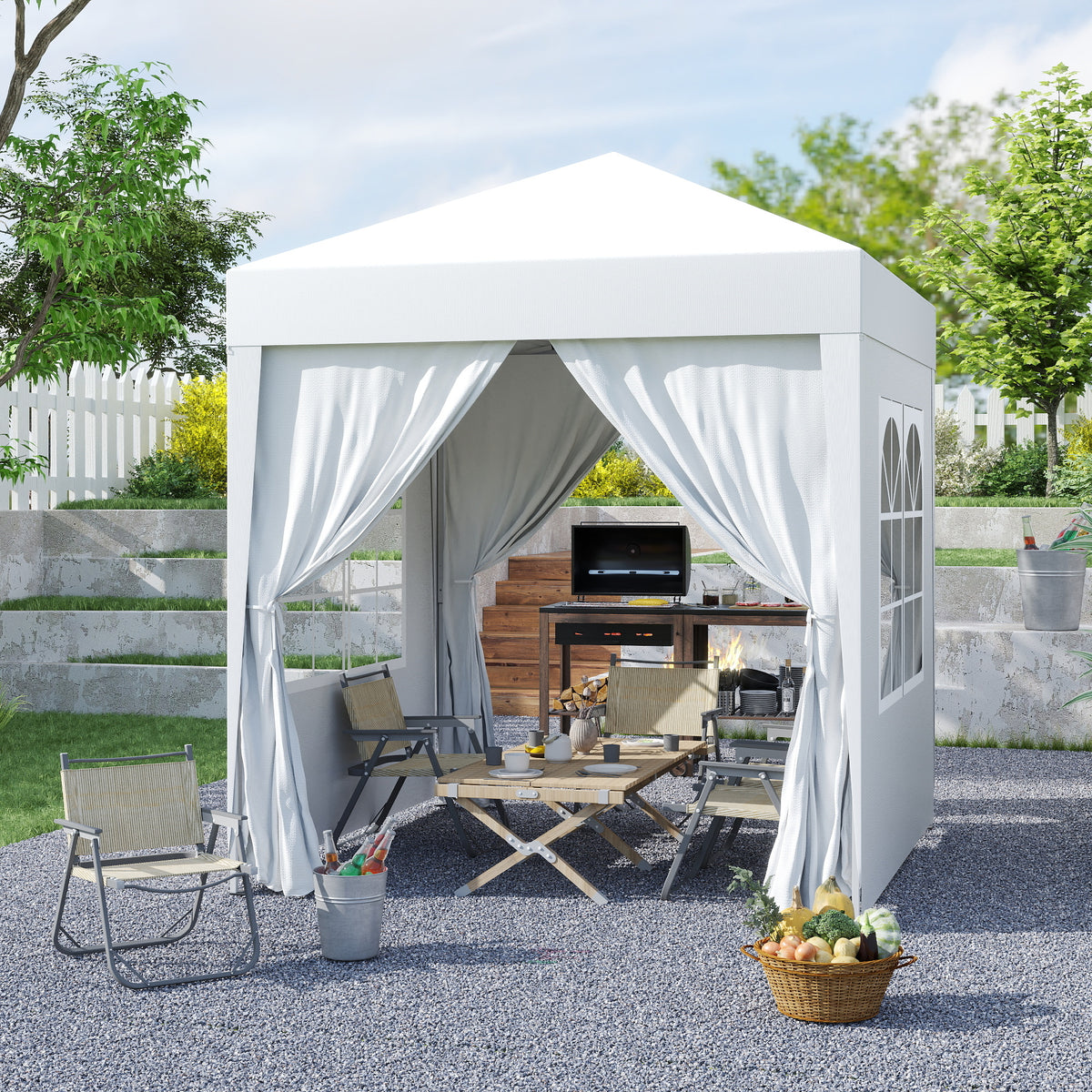 Outsunny Pop Up Gazebo Canopy, size (2 x2m)-White