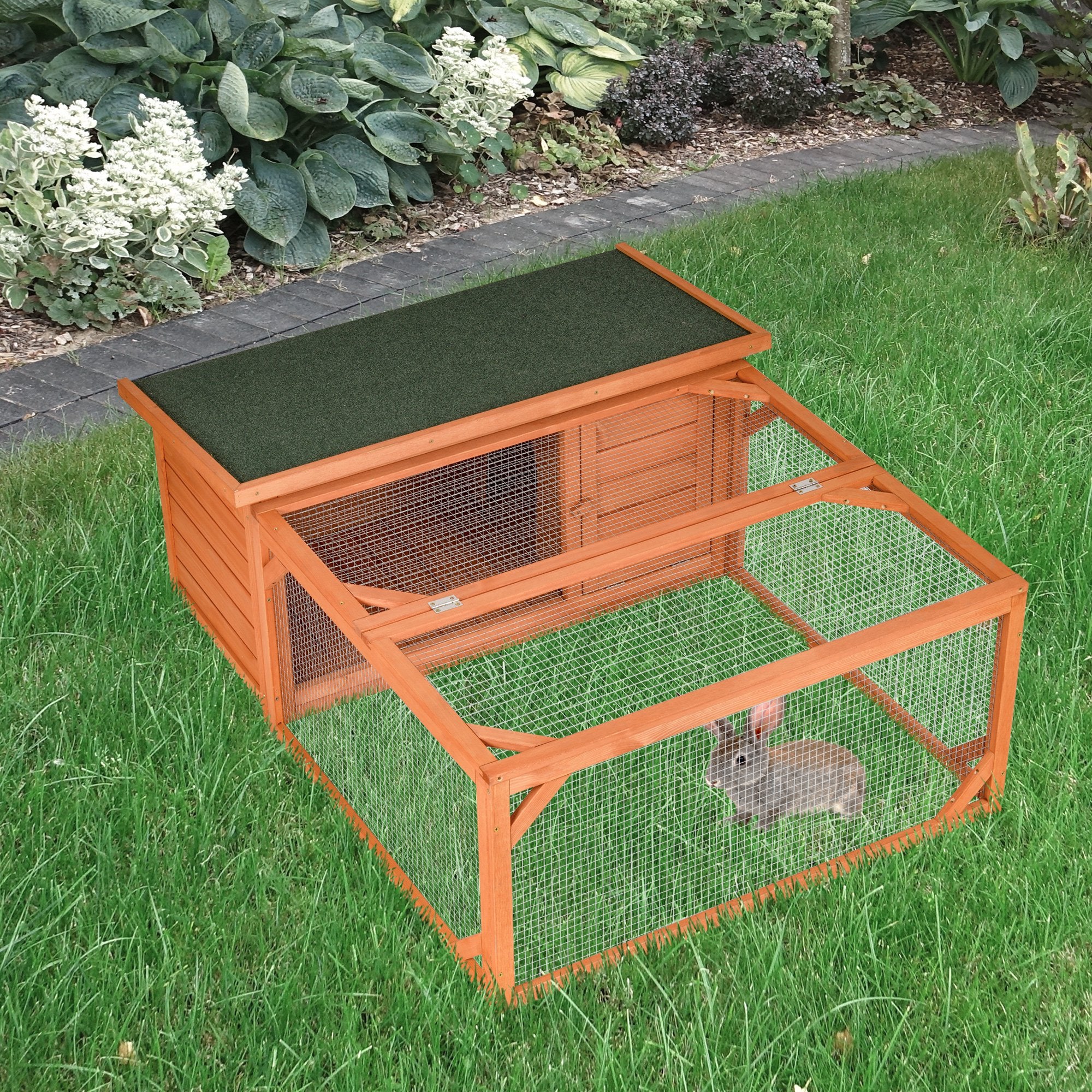 PawHut Guinea Pigs Hutches Off-ground Small Animal Guinea Pig House 125.5 x 100 x 49cm - North Peak Garden Furniture