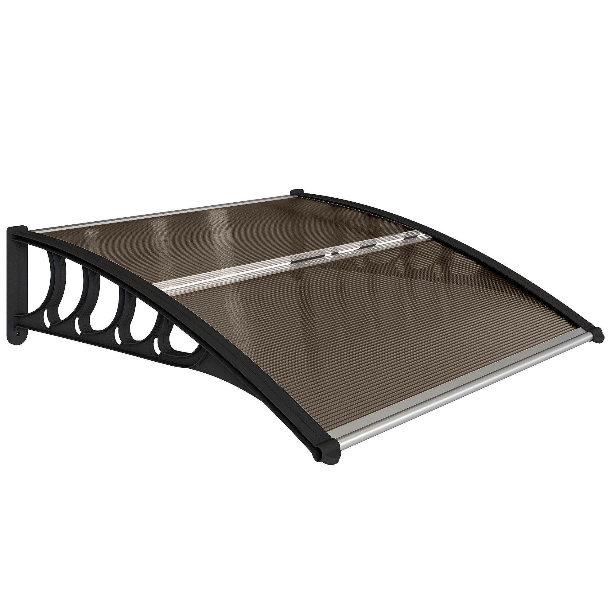 Outsunny Front Door Canopy, Outdoor Awning, Rain Shelter for Window, Porch and Front/Back Door, 103 x 96.5 cm, Brown