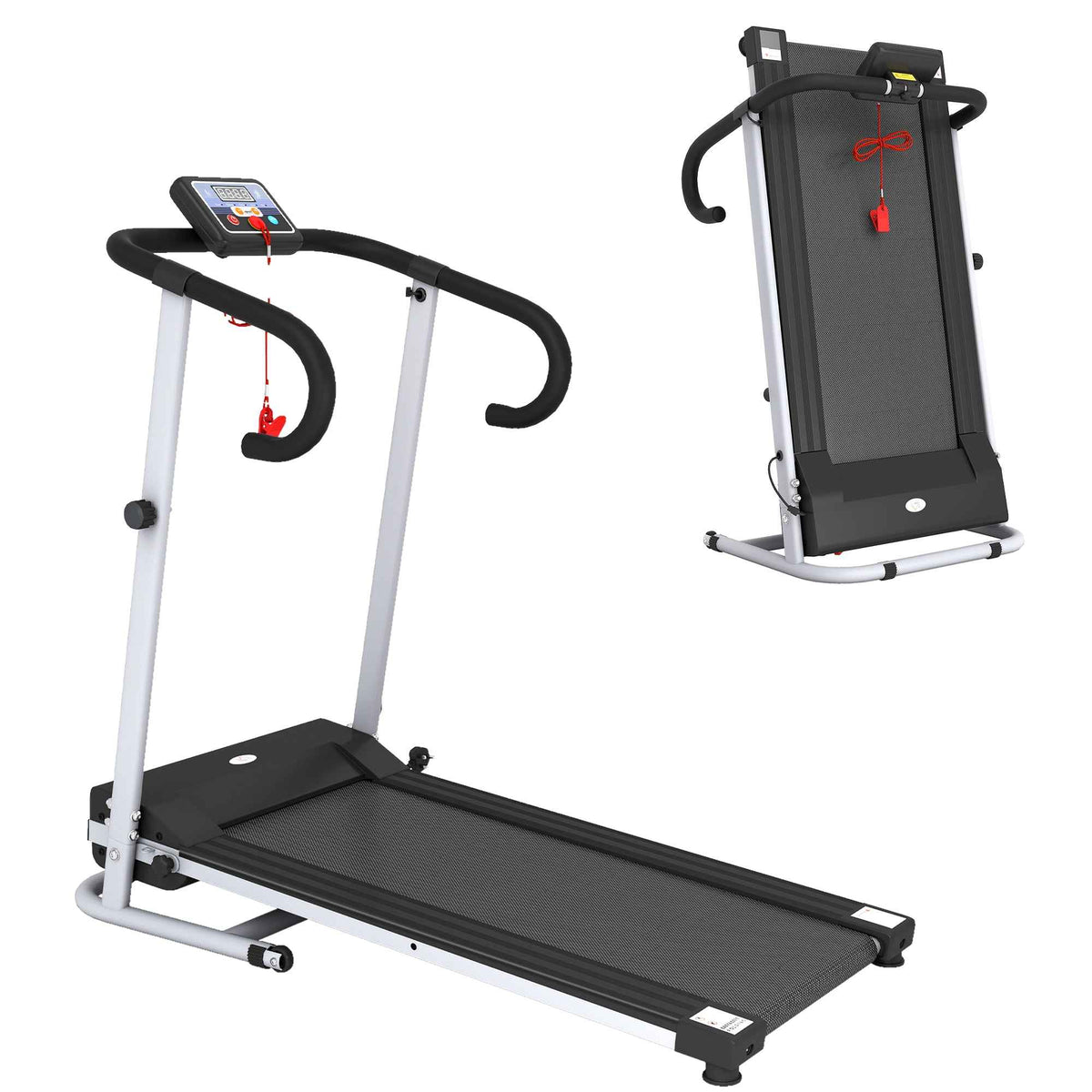 HOMCOM 1.25HP Motorised Electric Treadmill, 10km/h Folding Running Machine, Gym Fitness Exercise with LCD Monitor, Grey