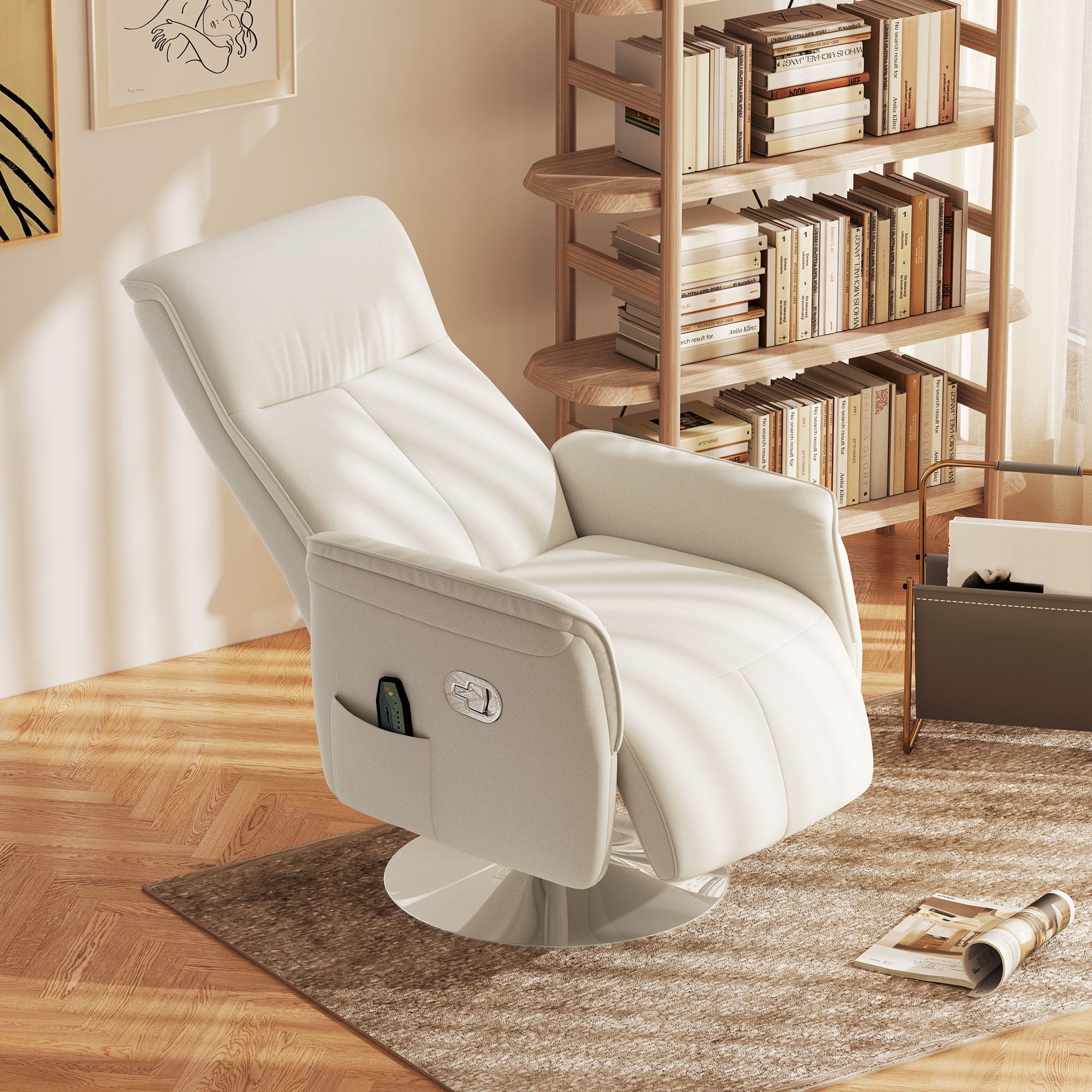 HOMCOM 10-Point Massage Recliner Armchair - Cream - North Peak Garden Furniture