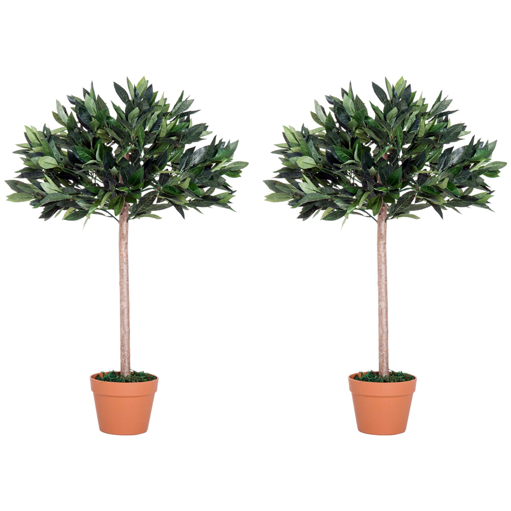 Outsunny 3ft Artificial Olive Tree Indoor Plant Greenery for Home Office Potted in An Orange Pot Set of 2 - North Peak Garden Furniture