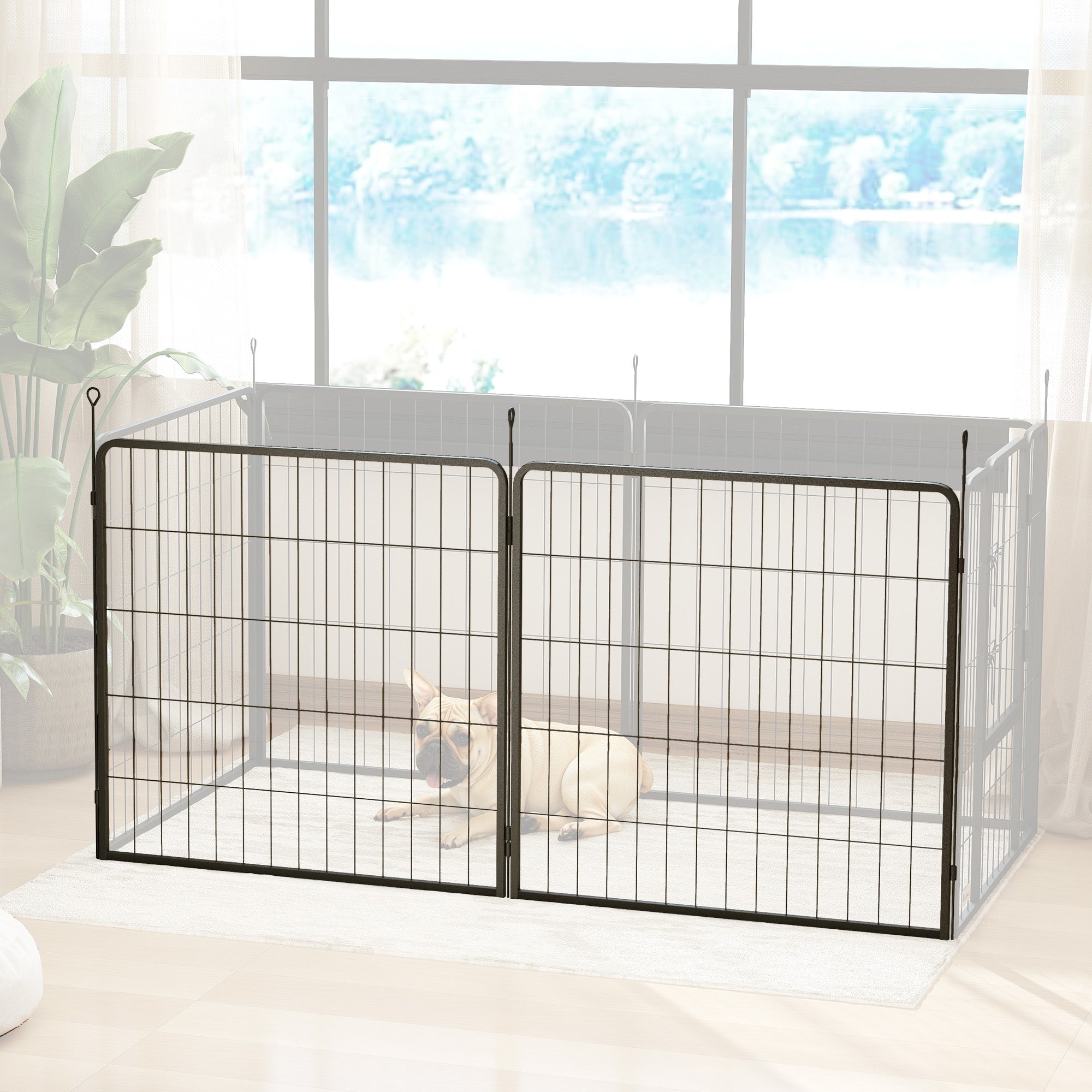 PawHut 2 Piece Dog Pen Expansion Pack for 80cm High Pet Playpen with 3 Stakes, for Small and Medium Dogs - North Peak Garden Furniture