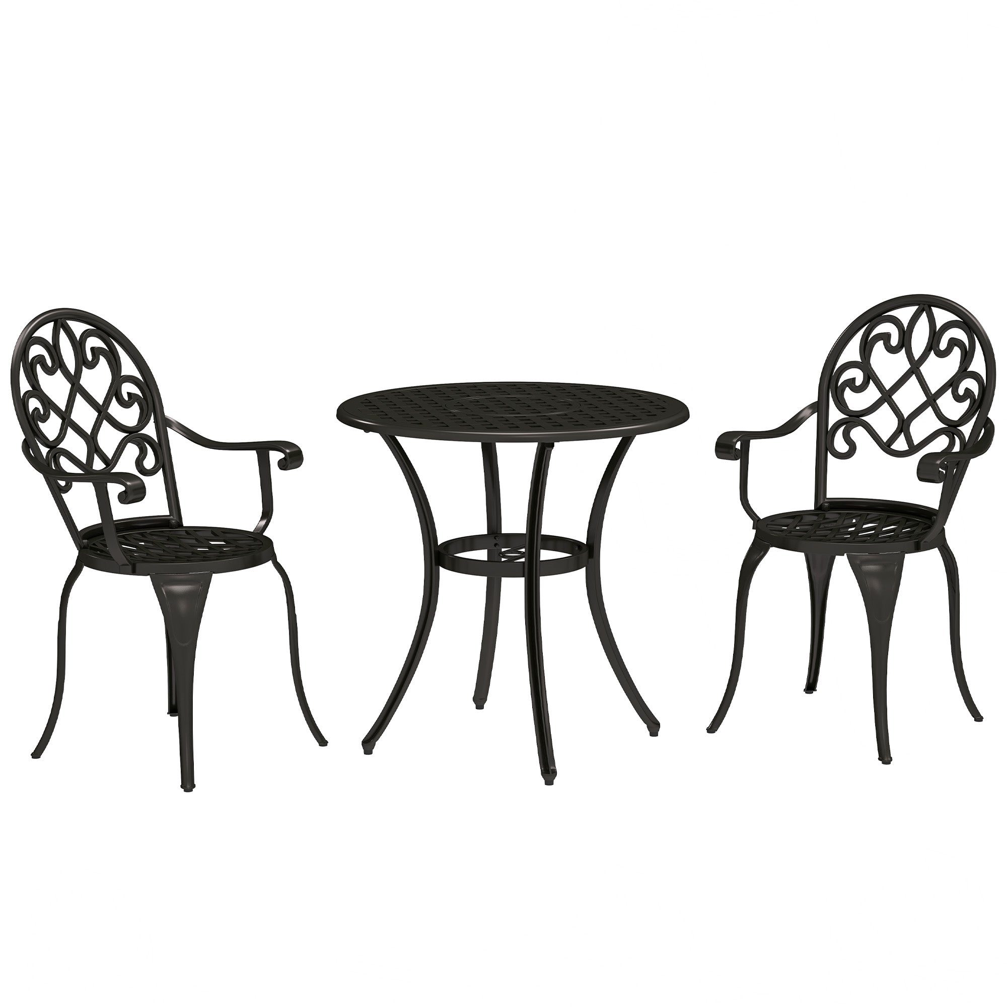 Outsunny Three-Piece Elegant Aluminium Garden Set - Black - North Peak Garden Furniture
