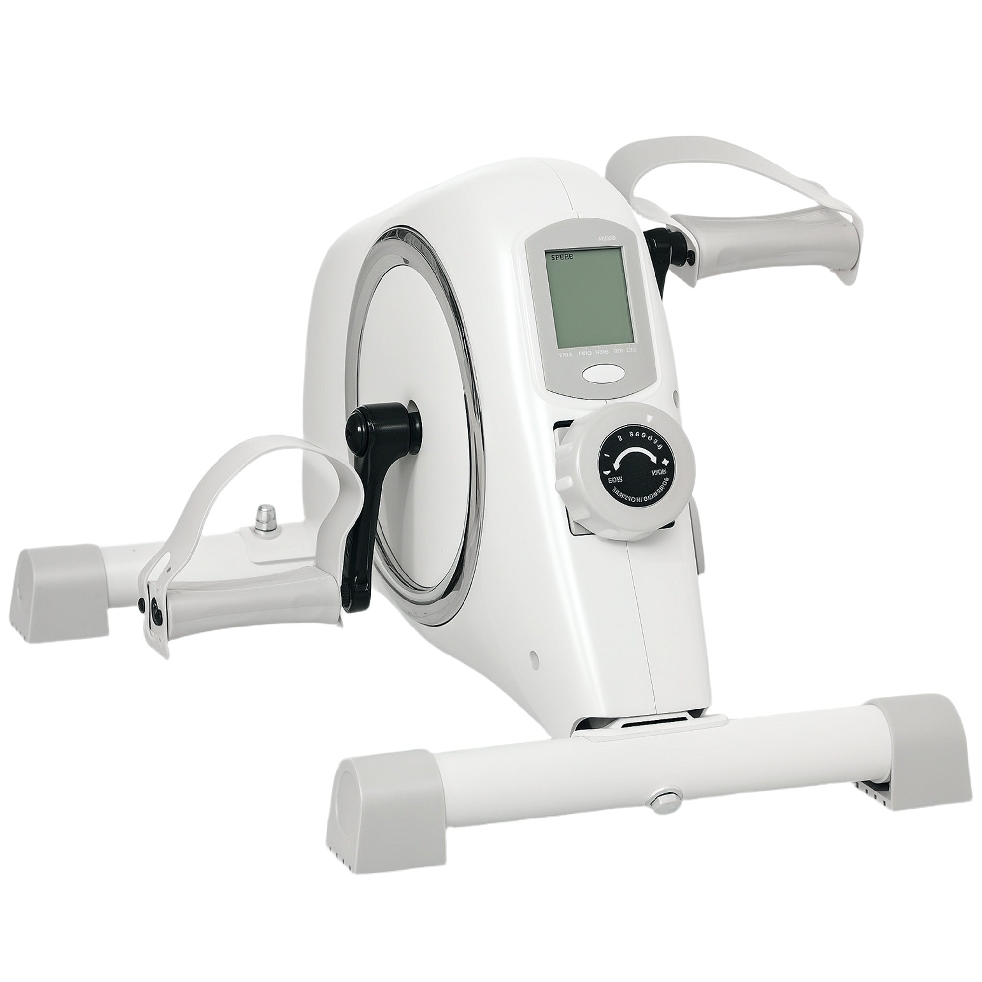 SPORTNOW Mini Exercise Bike, Sit Down Pedal Exerciser with 8-Level Quiet Magnetic Resistance and LCD Display, Portable Under Desk Bike for Arm and Leg Home Gym Office Workout, White - North Peak Garden Furniture