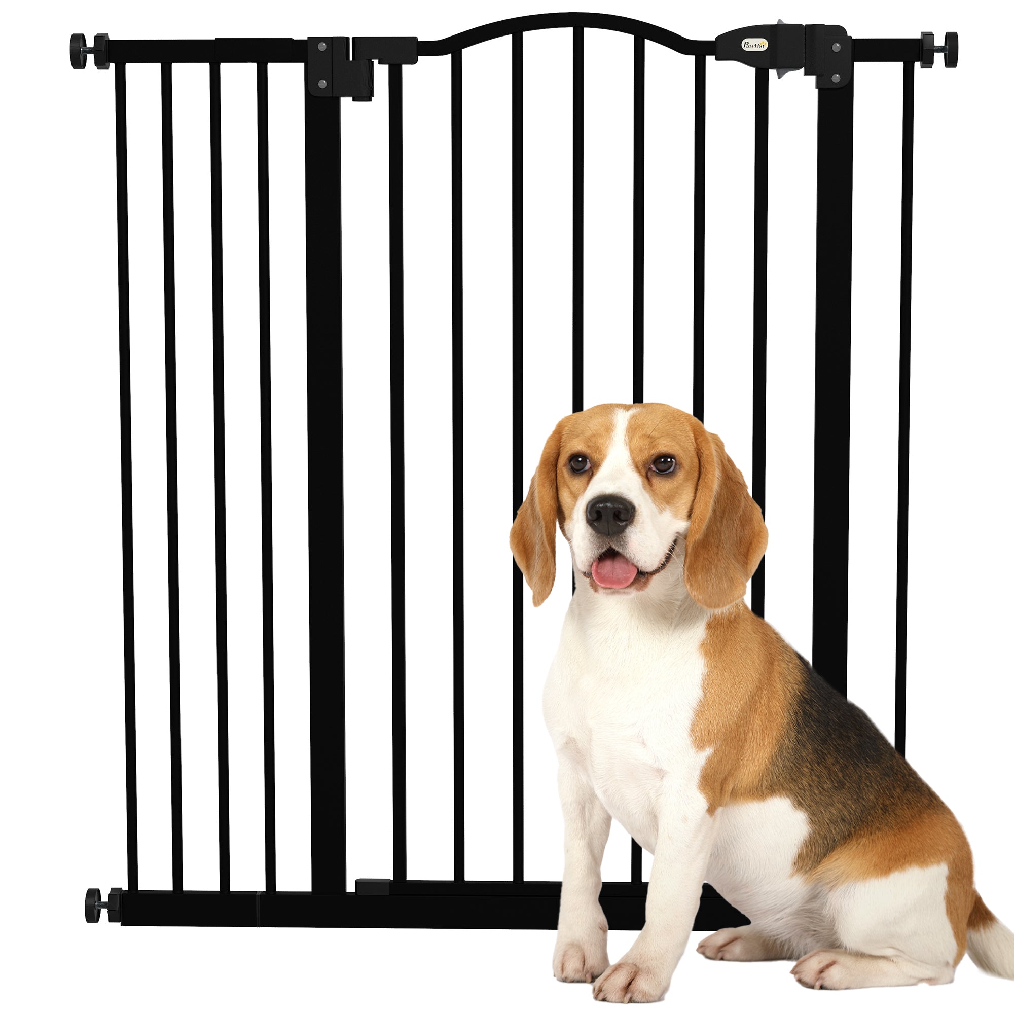 PawHut Pressure Fit Dog Stair Gate No Drilling Safety Gate Auto Close for Doorways, Hallways, 74-94cm Adjustable, 94cm Tall, Black - North Peak Garden Furniture