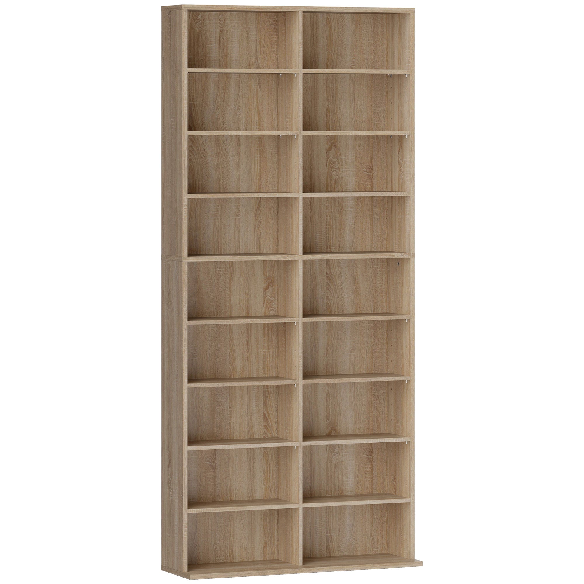 HOMCOM 640 CD Storage Tower - Nature Wood Finish - North Peak Garden Furniture