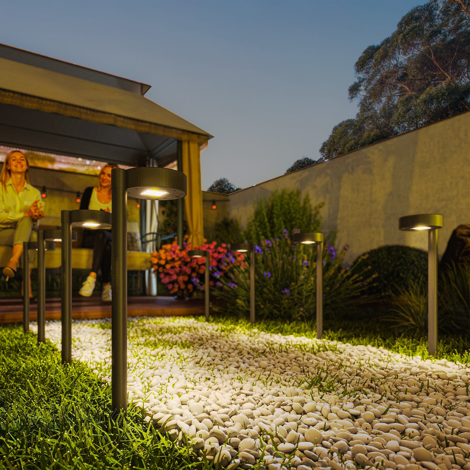 Outsunny Solar Lights Outdoor Garden Stake 8 Pack Pathway Lighting, Solar Stake Lights with Auto On/Off LED, IP44 Waterproof Plastic Outdoor Garden Lighting for Path, Patio and Landscape - North Peak Garden Furniture