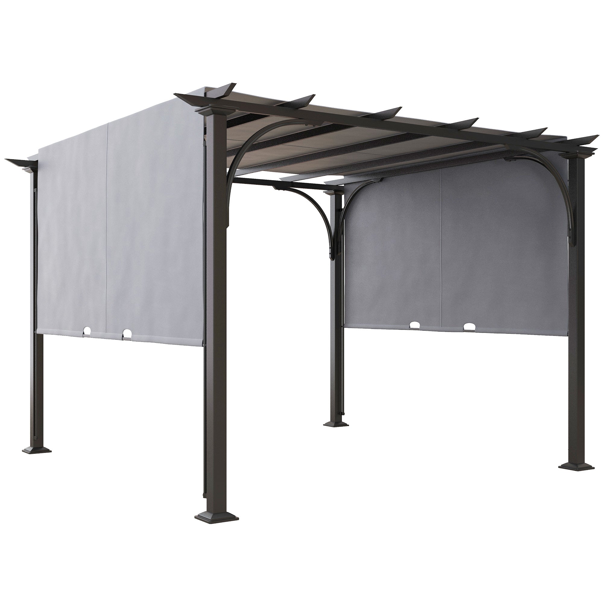 Outsunny 3 x 3(m) Outdoor Pergola, Garden Pergola Gazebo with Adjustable Canopy, Grey - North Peak Garden Furniture