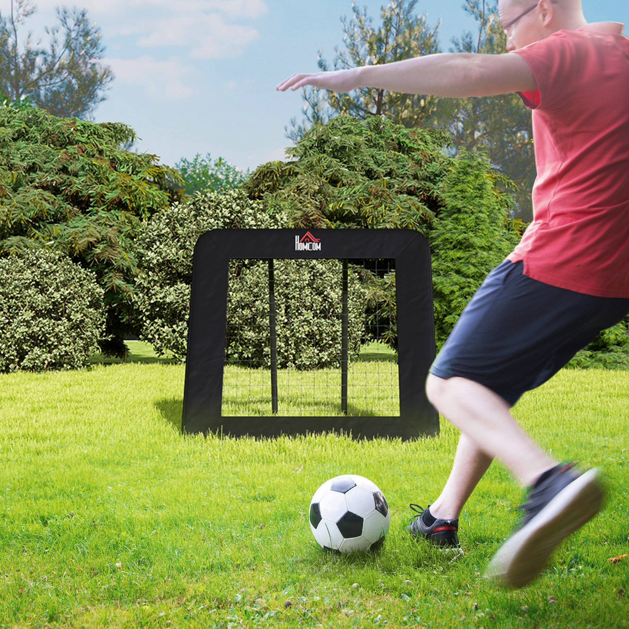 HOMCOM Football Training Net Target Goal, with Adjustable Angles - Black - North Peak Garden Furniture