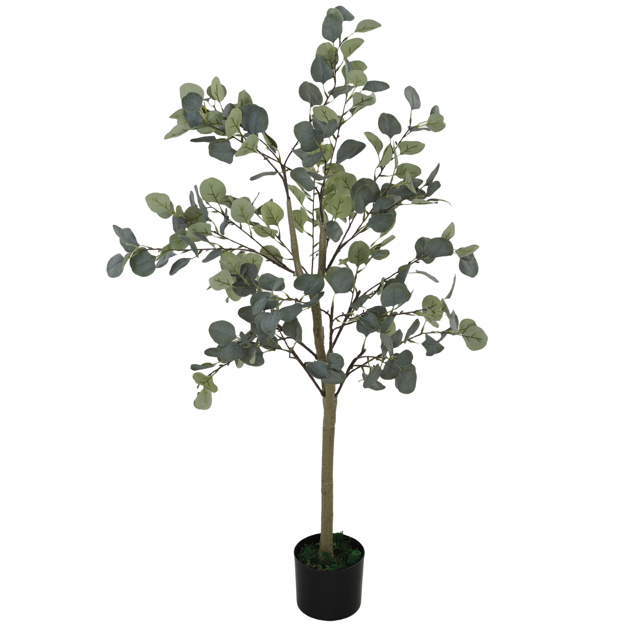 HOMCOM Decorative Artificial Plant, 5ft/ 150cm Silk Eucalyptus Tree with 230 Silver Dollar Leaves in Pot, Fake Plant for Home, Office, Living Room, Indoor Decor - North Peak Garden Furniture