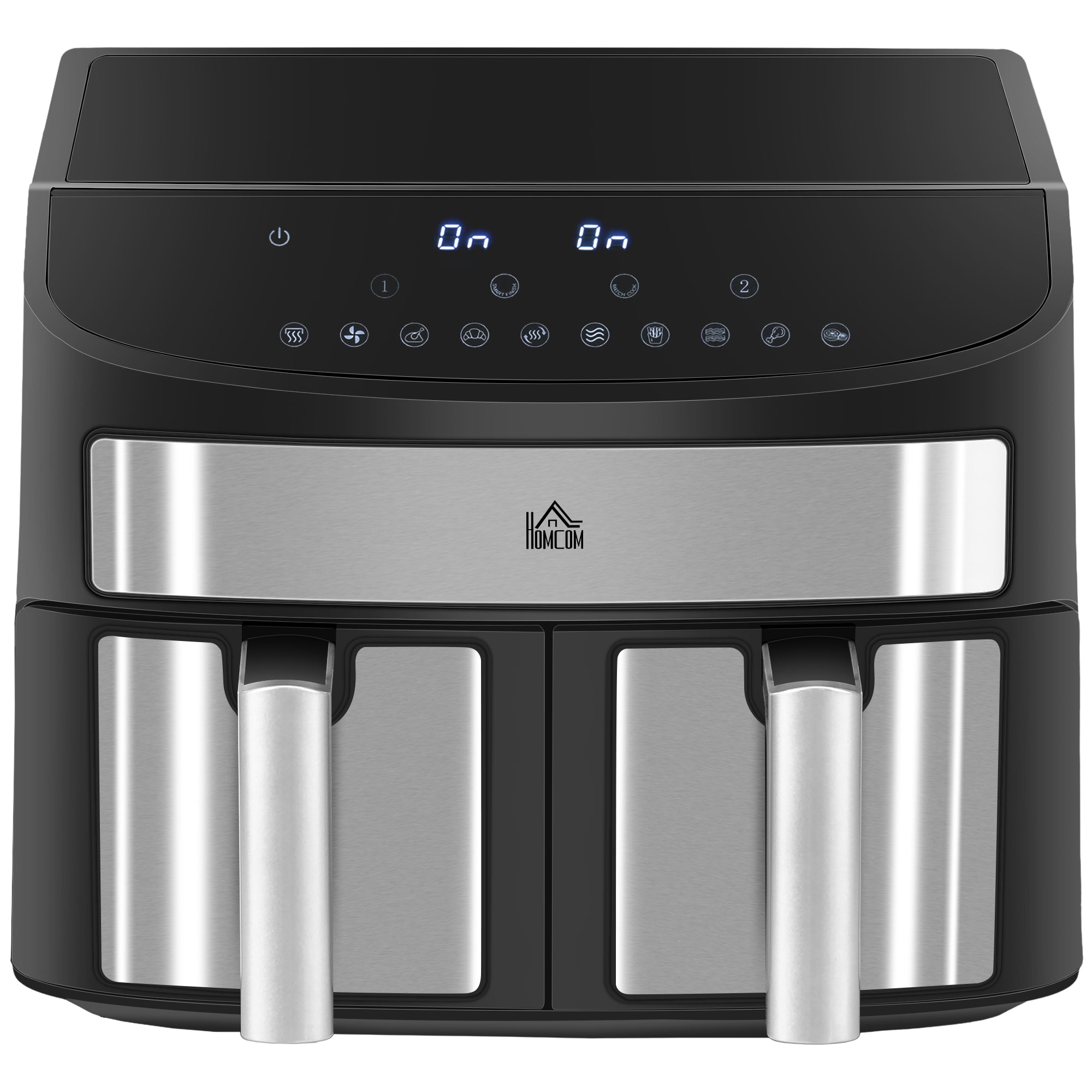 HOMCOM Dual Zone Air Fryer, 10-in-1 8L with Sync Cook & Sync Finish, 60-Minute Timer for Oil Free & Low Fat Cooking, 2400W - North Peak Garden Furniture