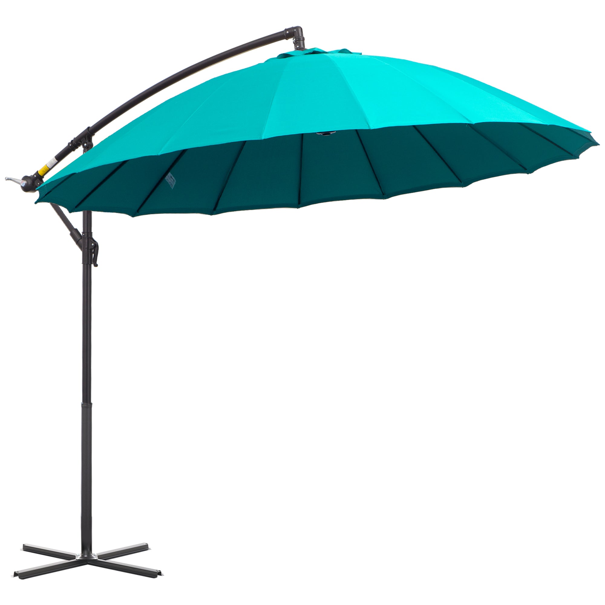 Outsunny 3(m) Cantilever Umbrella 18 Ribs & Vents Adjustable Angle for Patio Green - North Peak Garden Furniture