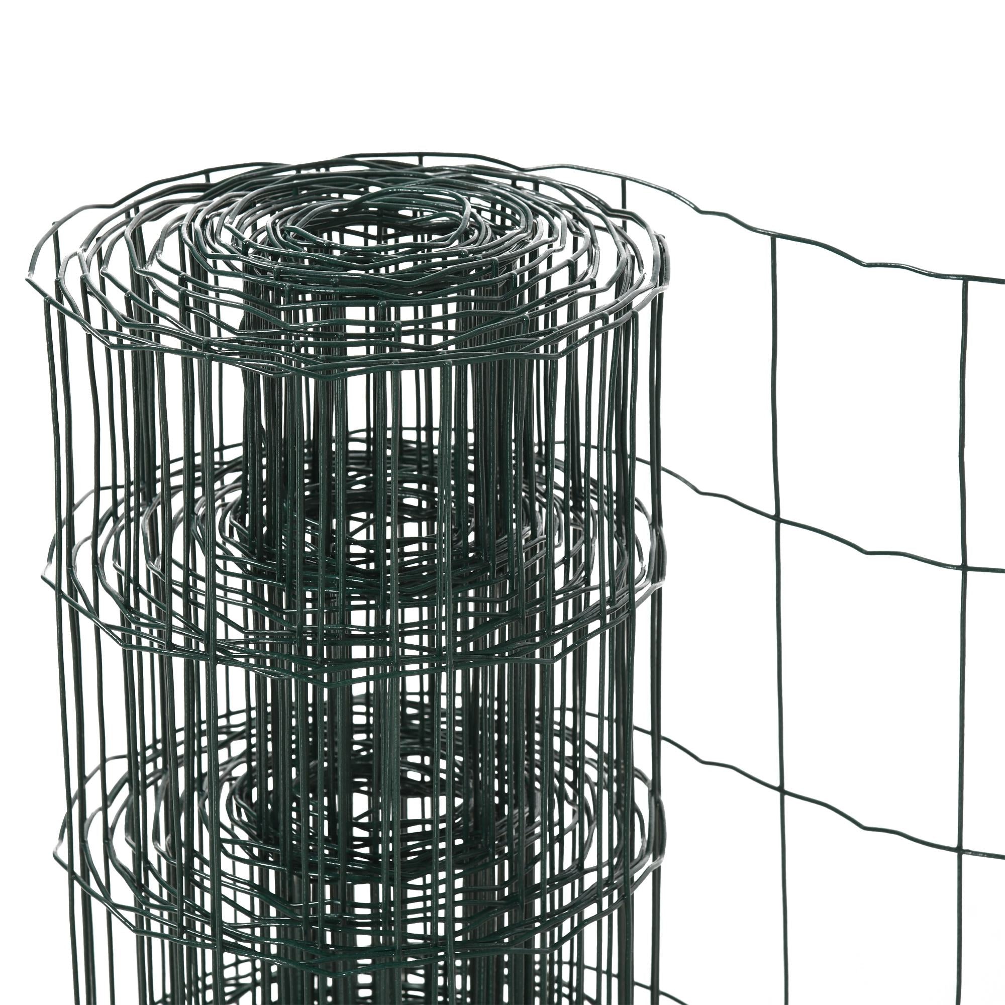 PawHut 0.6M x 10M Chicken Wire Mesh Roll Rabbit Poultry Animal Fence PVC Coated Steel Metal Garden Netting Fencing - North Peak Garden Furniture