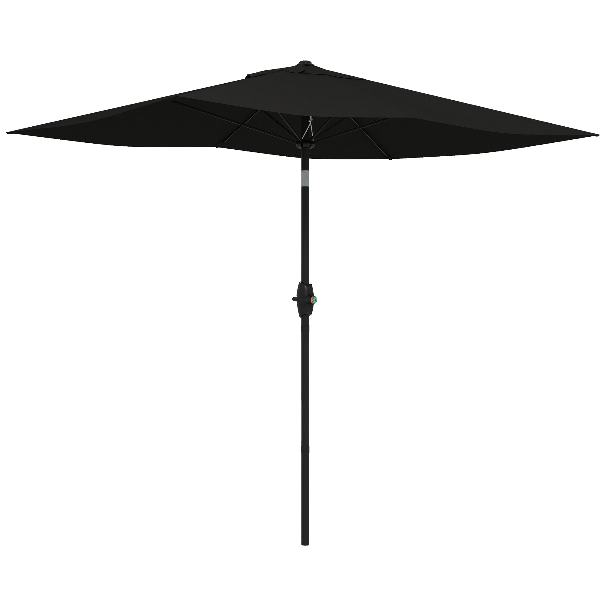Outsunny 2 x 3(m) Garden Parasol Umbrella, Rectangular Outdoor Market Umbrella Sun Shade with Crank & Push Button Tilt, 6 Ribs, Aluminium Pole, Black - North Peak Garden Furniture