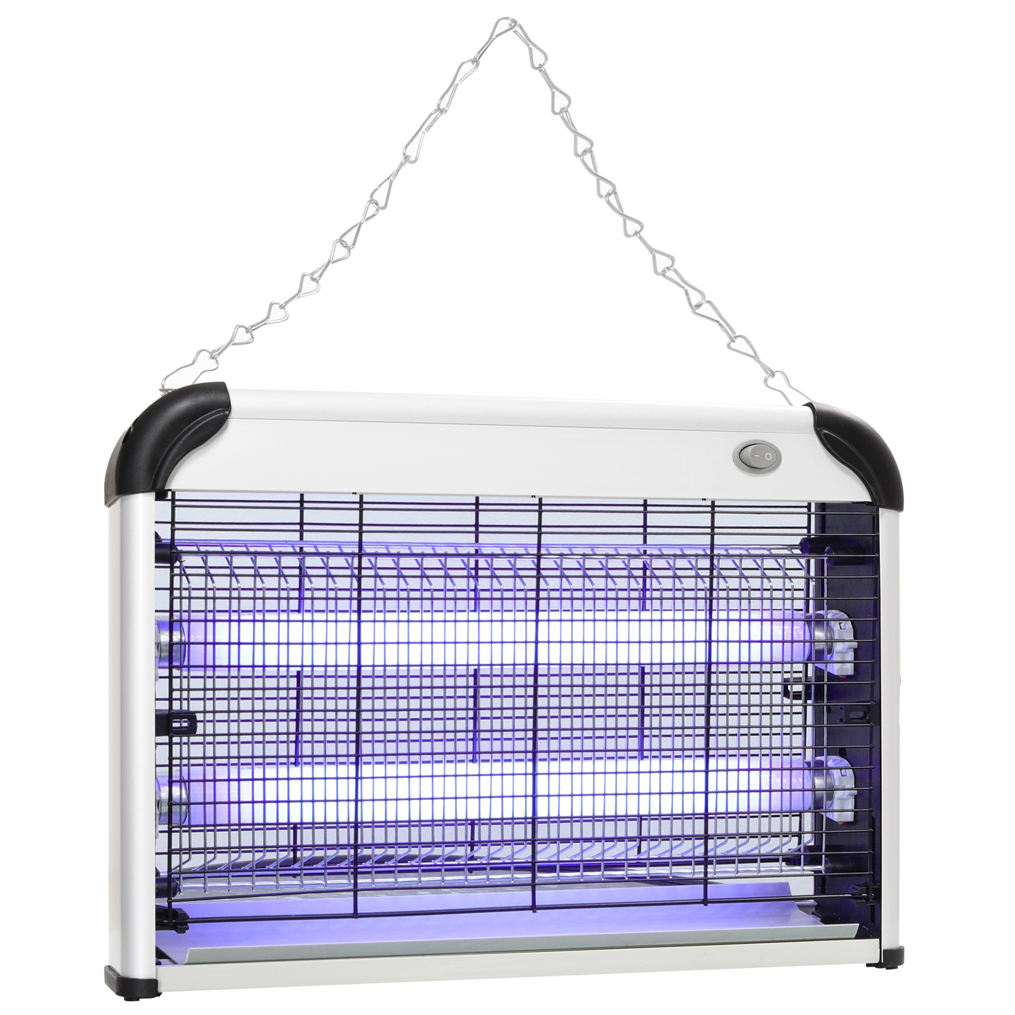 Outsunny Free Standing Wall Hanging 20W Electric Fly Mosquito Killer Electric Fly Zapper, Bug Zapper, Insect Killer, Silver - North Peak Garden Furniture