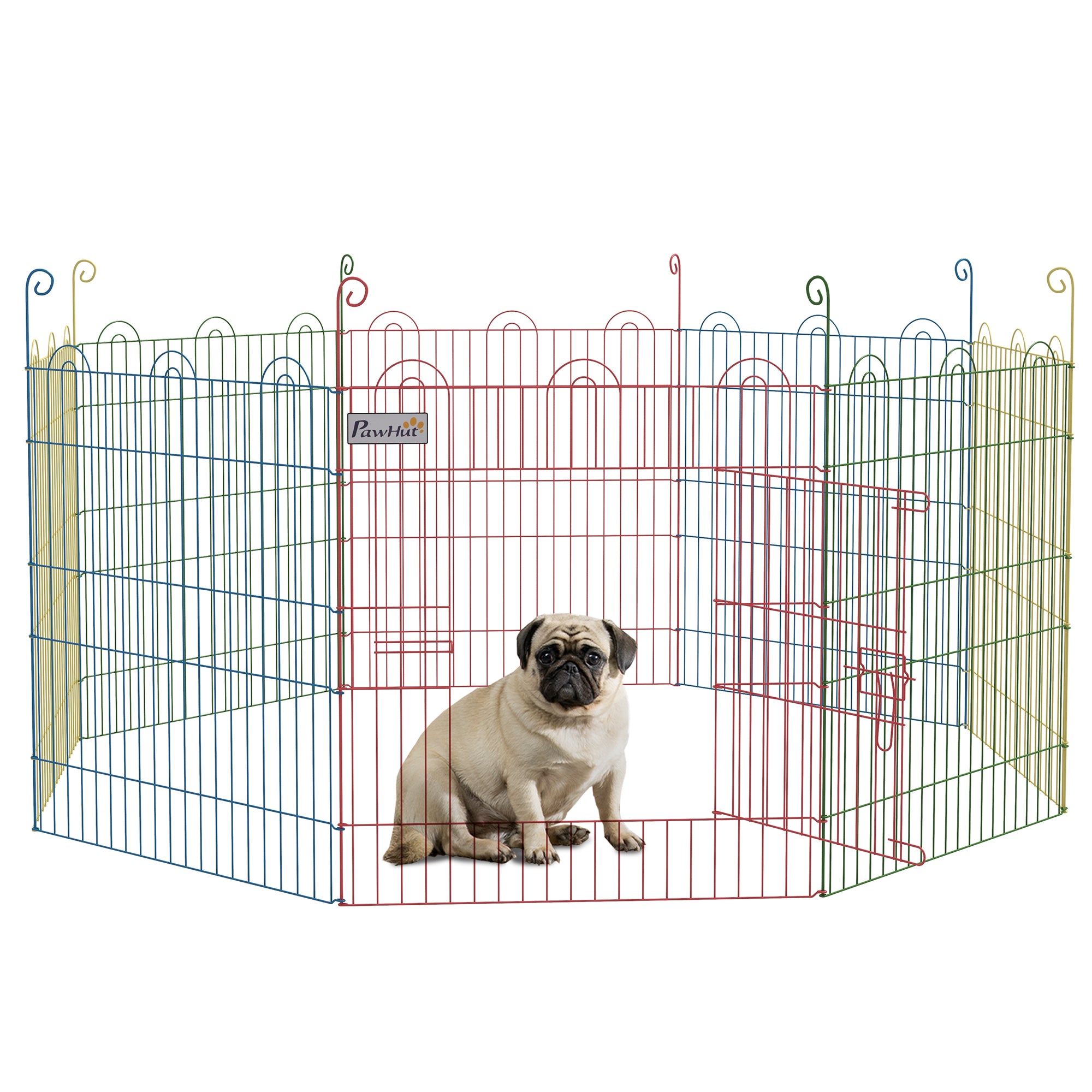 PawHut Pet Playpen Crate, with Eight Panels, Door, for Indoors and Outdoors, 60H x Φ156cm - North Peak Garden Furniture