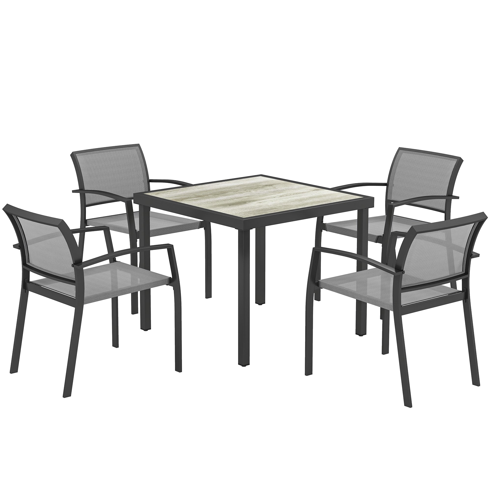 Outsunny Five-Piece Outdoor Garden Dining Set - Grey - North Peak Garden Furniture