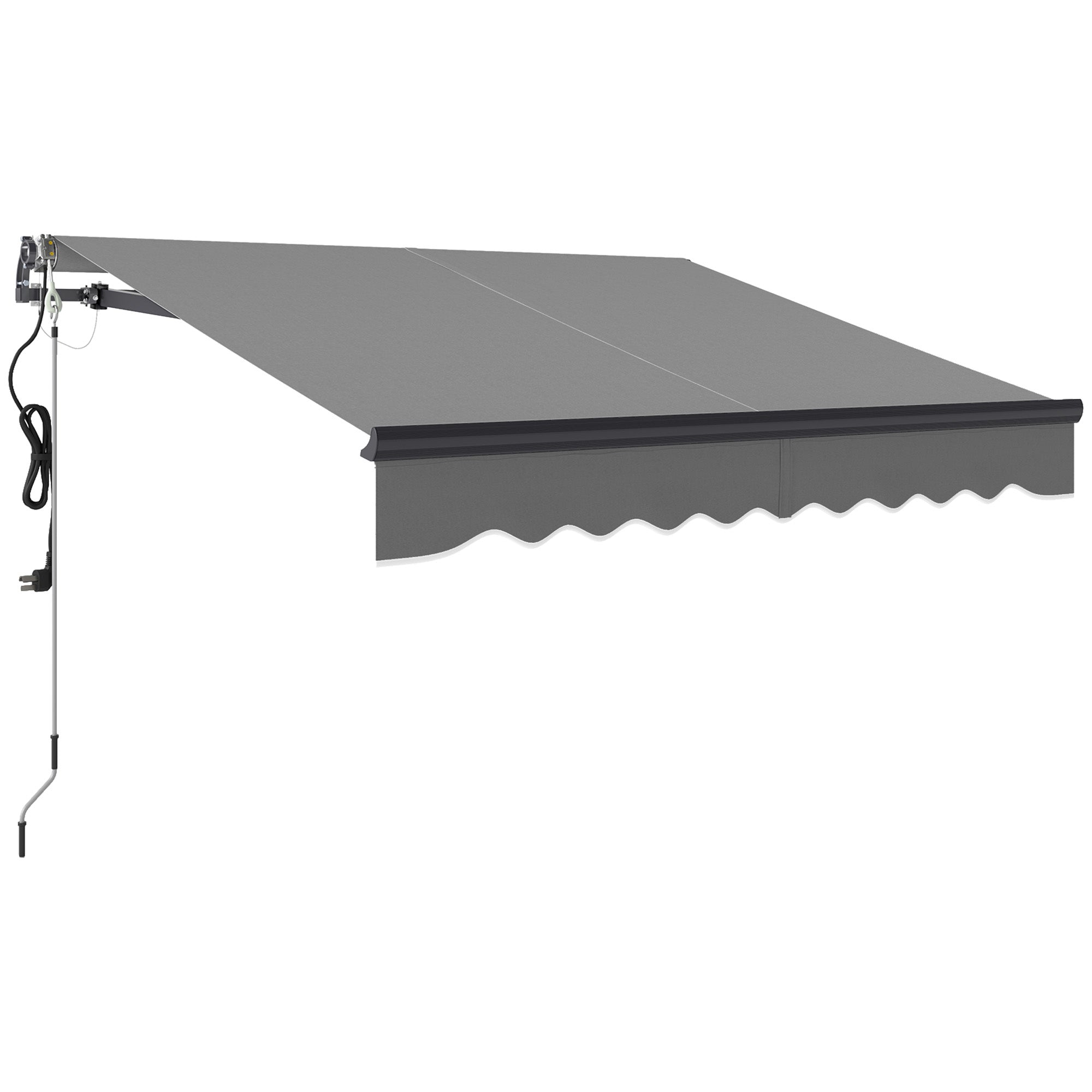 Outsunny 2.5 x 2m Electric Awning with Remote Controller, Aluminium Frame DIY Retractable Awning, UV30+ Sun Shade Canopy for Garden Patio Deck Door Window, Dark Grey - North Peak Garden Furniture