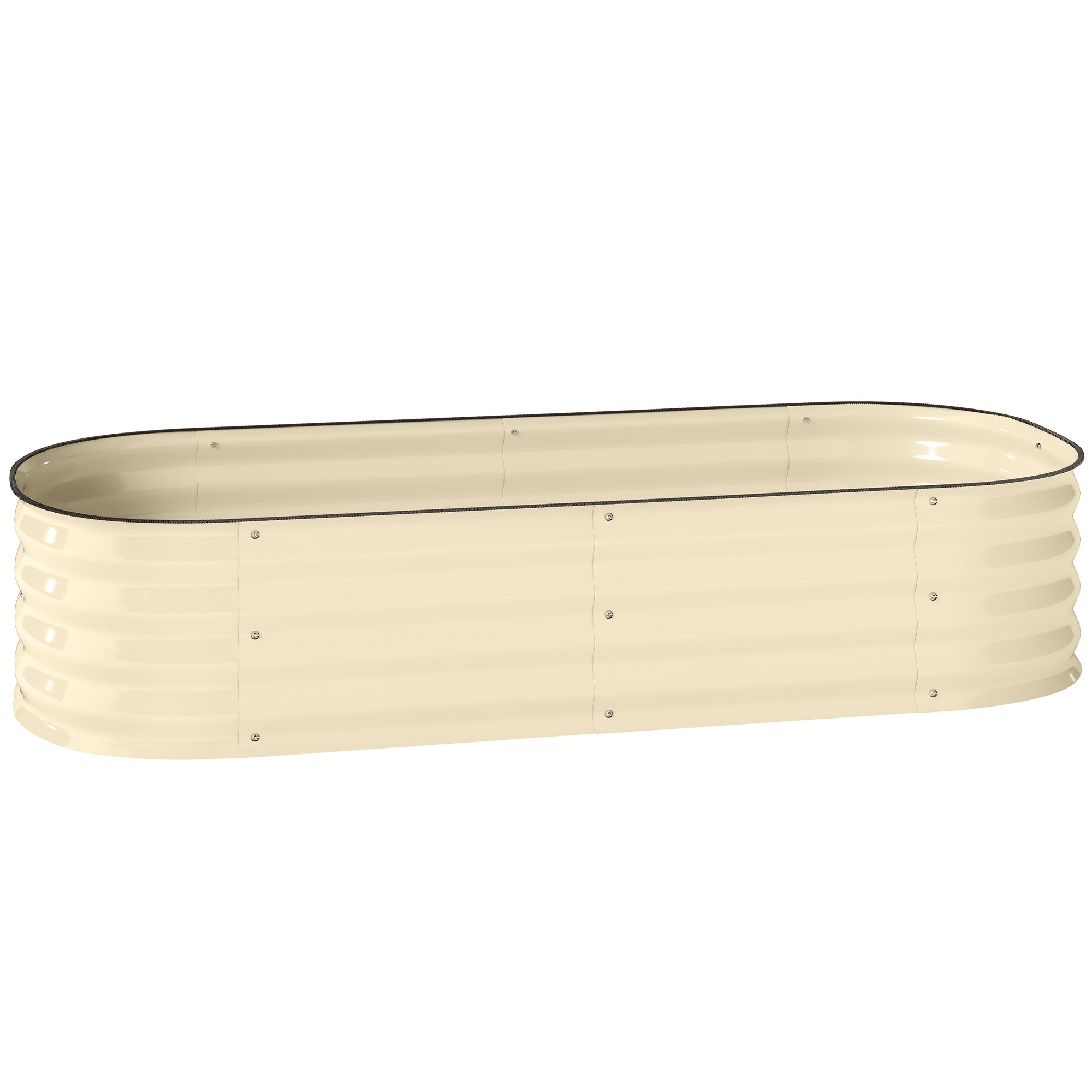 Outsunny Galvanised Raised Garden Bed, Metal Planter Box with Safety Edging, for Flowers, Herbs, Succulents, Cream White