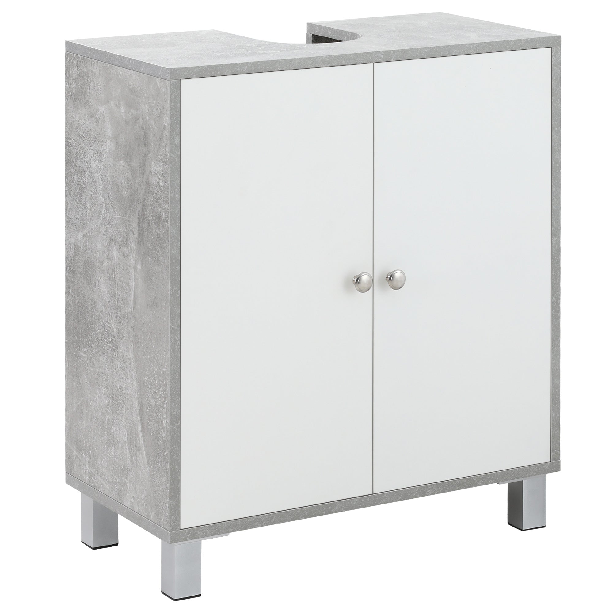 kleankin Under Sink Cabinet, Bathroom Vanity Unit, Pedestal Under Sink Design, Storage Cupboard with Adjustable Shelves, White and Grey - North Peak Garden Furniture