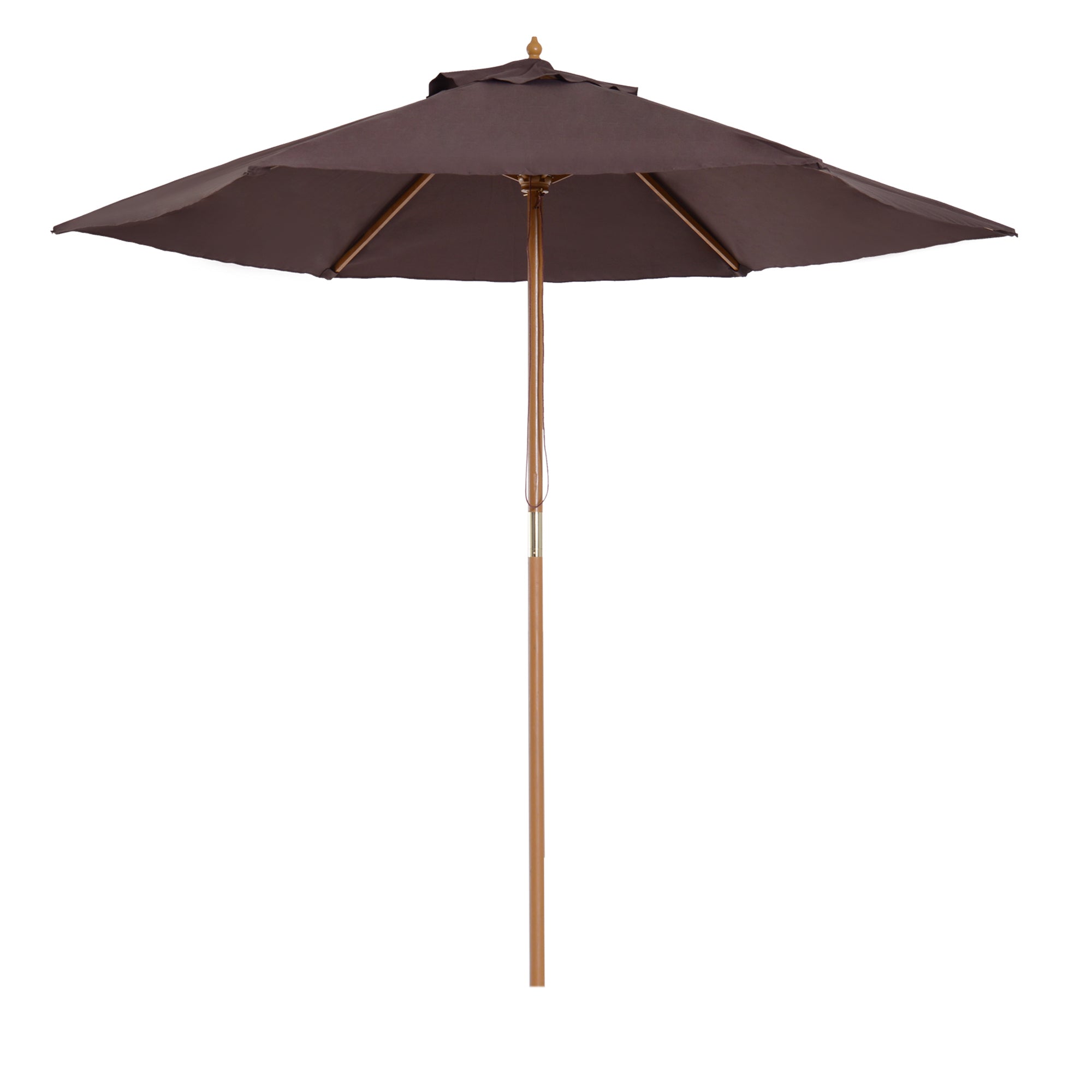 Outsunny 2.5m Wood Garden Parasol Sun Shade Patio Outdoor Wooden Umbrella Canopy Coffee - North Peak Garden Furniture