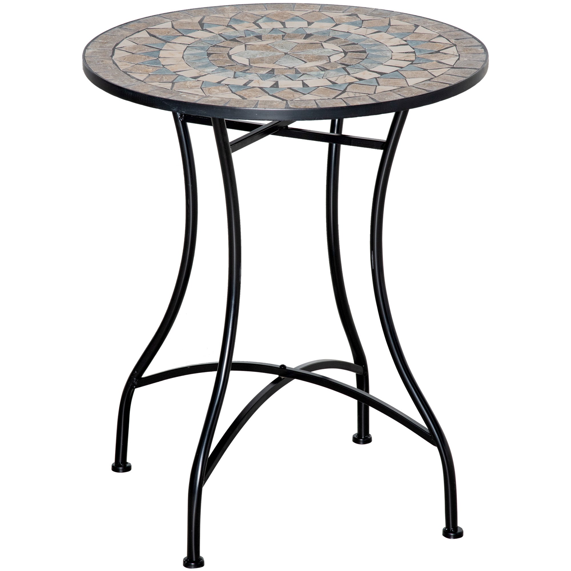 Outsunny Φ60cm Mosaic Outdoor Patio Table - Green