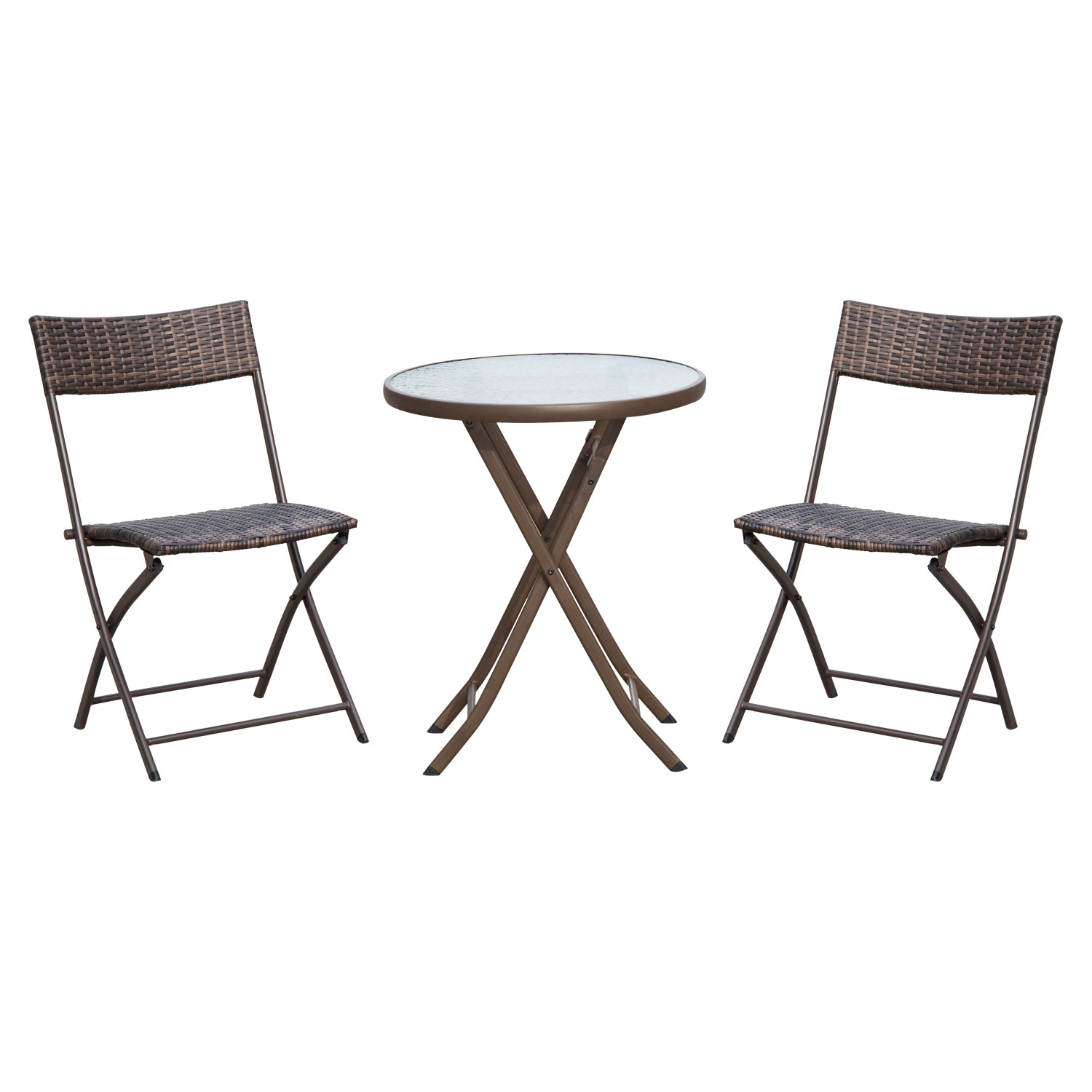 Outsunny 2 Seater Wicker Rattan Bistro Set-Brown - North Peak Garden Furniture